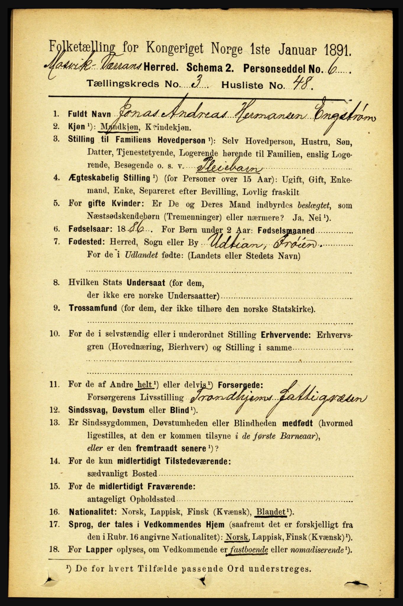 RA, 1891 census for 1723 Mosvik og Verran, 1891, p. 1234