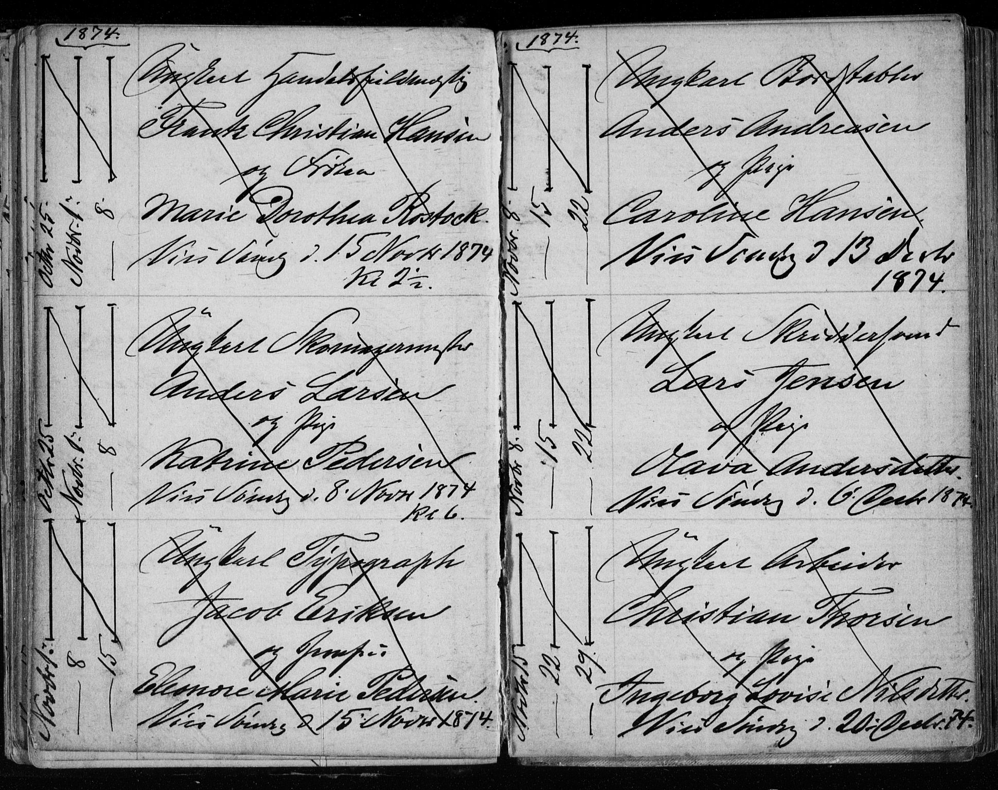 Bragernes kirkebøker, AV/SAKO-A-6/H/Ha/L0006: Banns register no. 6, 1873-1896