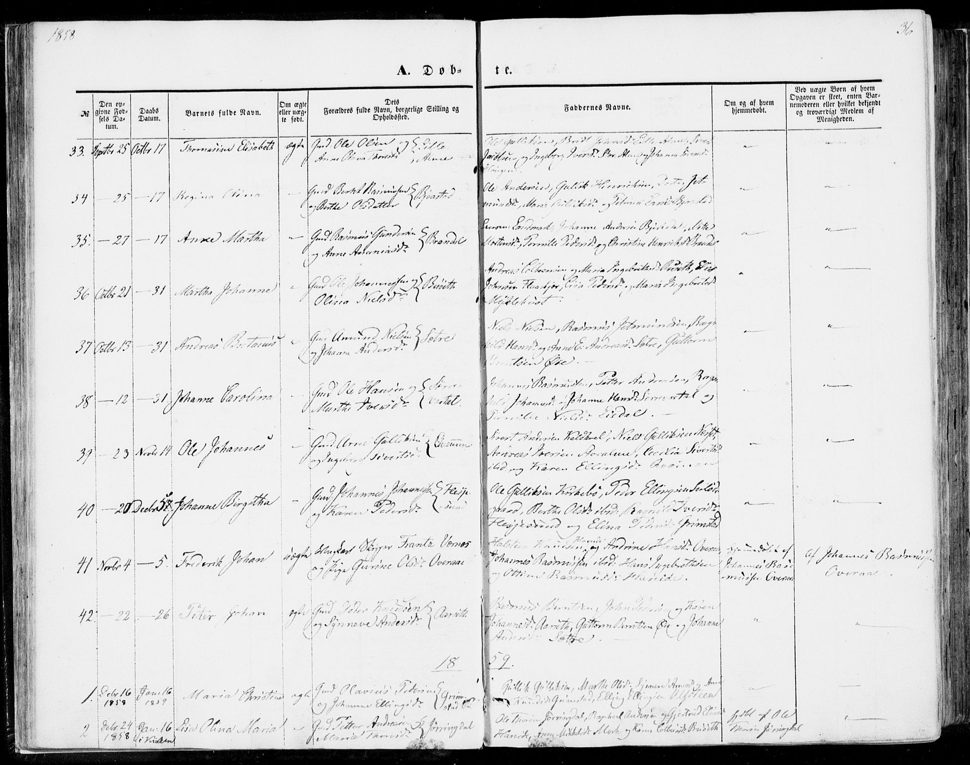 Ministerialprotokoller, klokkerbøker og fødselsregistre - Møre og Romsdal, SAT/A-1454/510/L0121: Parish register (official) no. 510A01, 1848-1877, p. 36