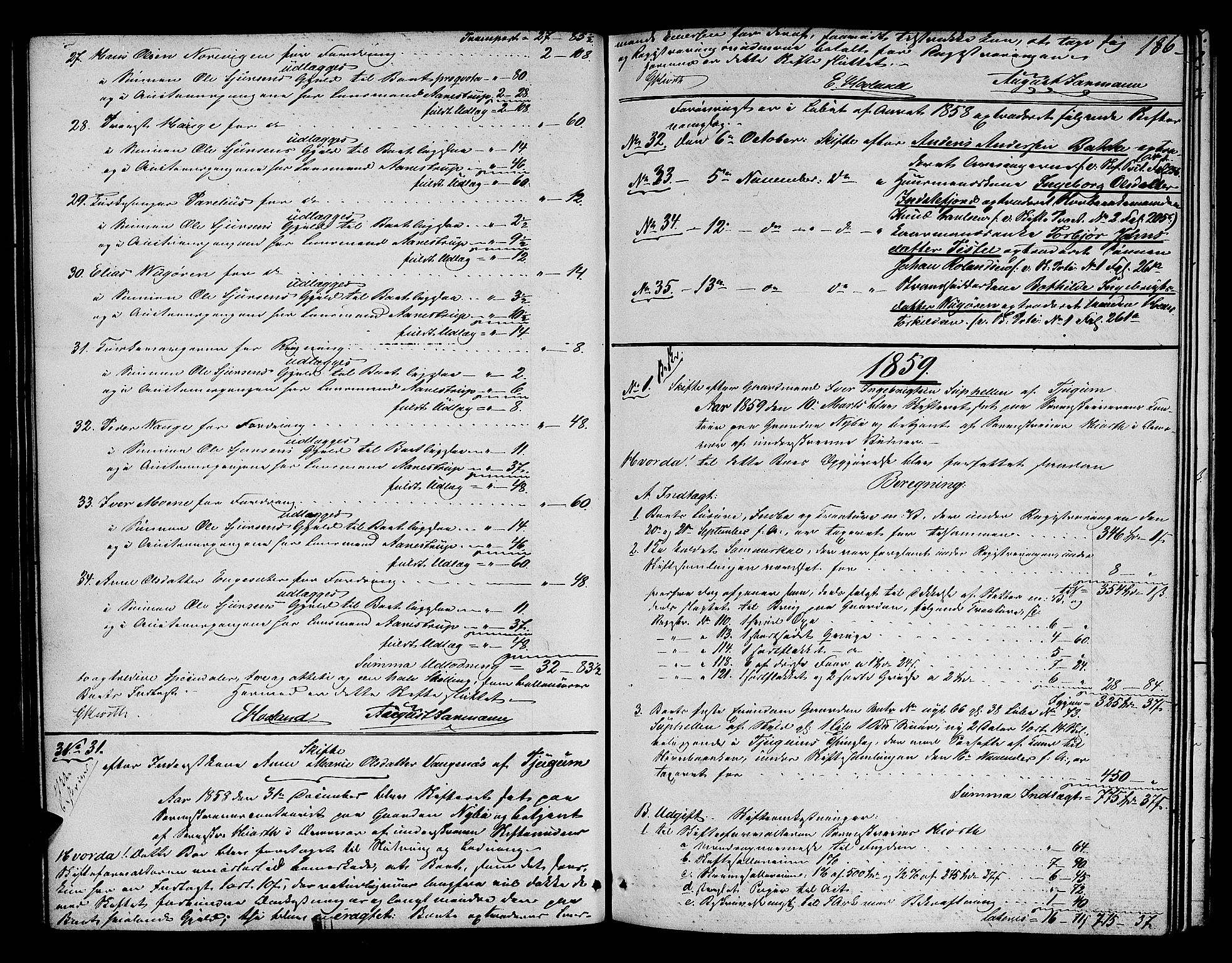 Ytre Sogn tingrett, AV/SAB-A-2601/1/H/Hc/L0001a: Skifteutlodningsprotokoll, 1853-1868, p. 185b-186a