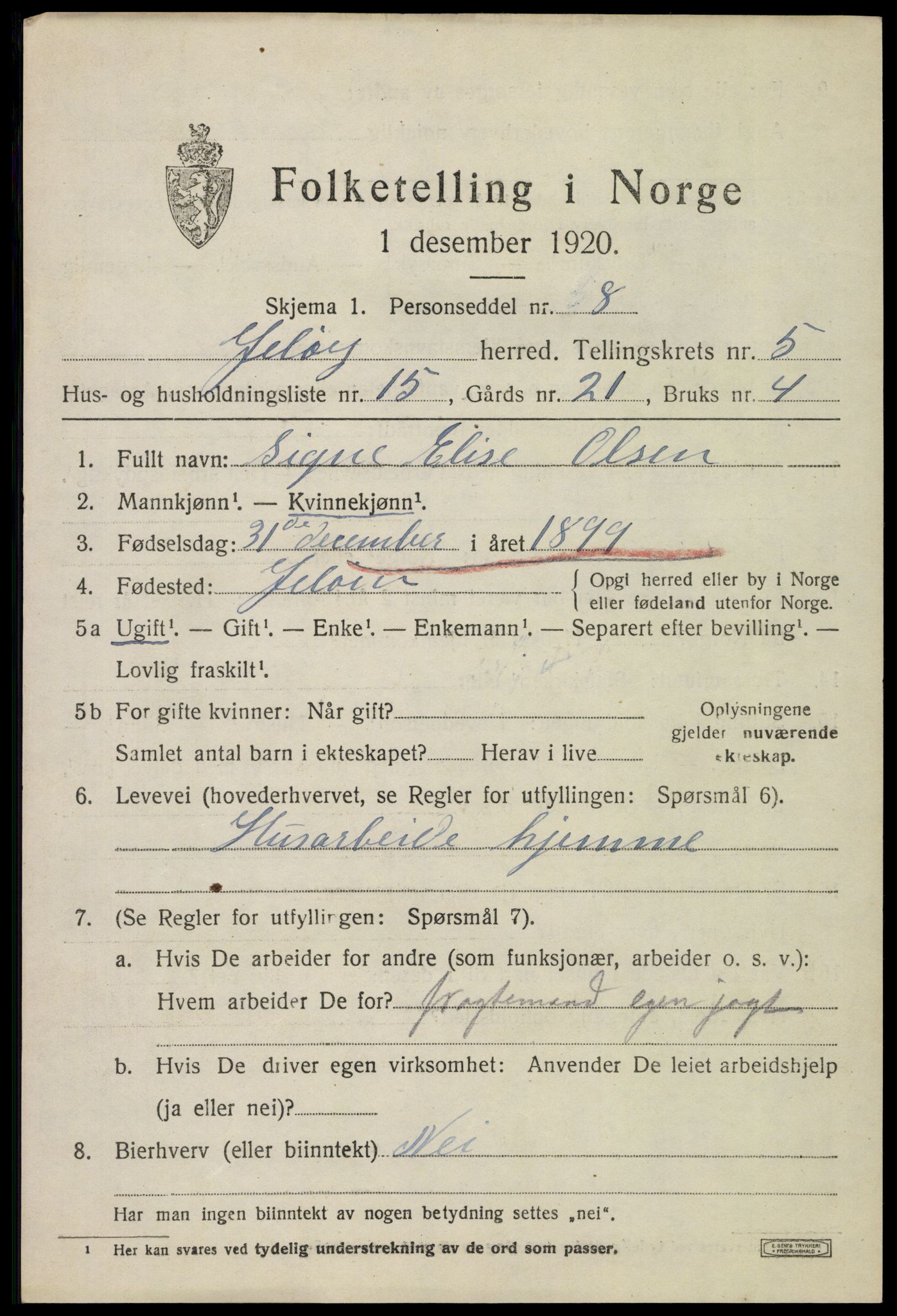 SAO, 1920 census for Moss land district, 1920, p. 6433