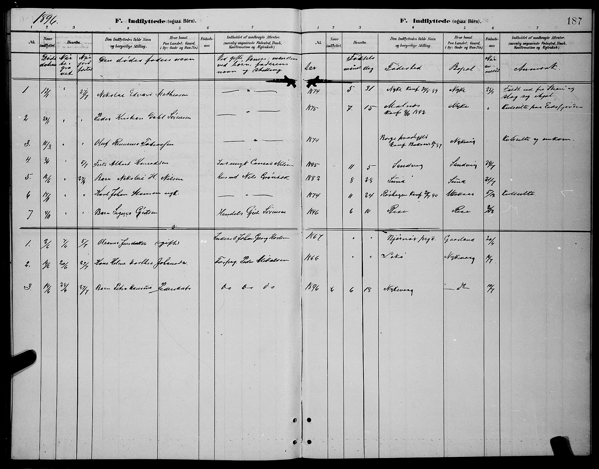 Ministerialprotokoller, klokkerbøker og fødselsregistre - Nordland, AV/SAT-A-1459/892/L1325: Parish register (copy) no. 892C02, 1878-1896, p. 187