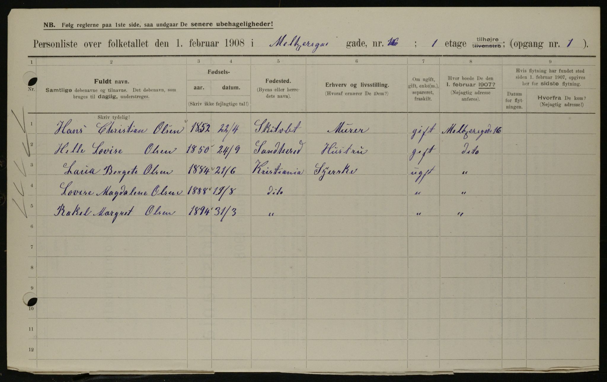 OBA, Municipal Census 1908 for Kristiania, 1908, p. 58548