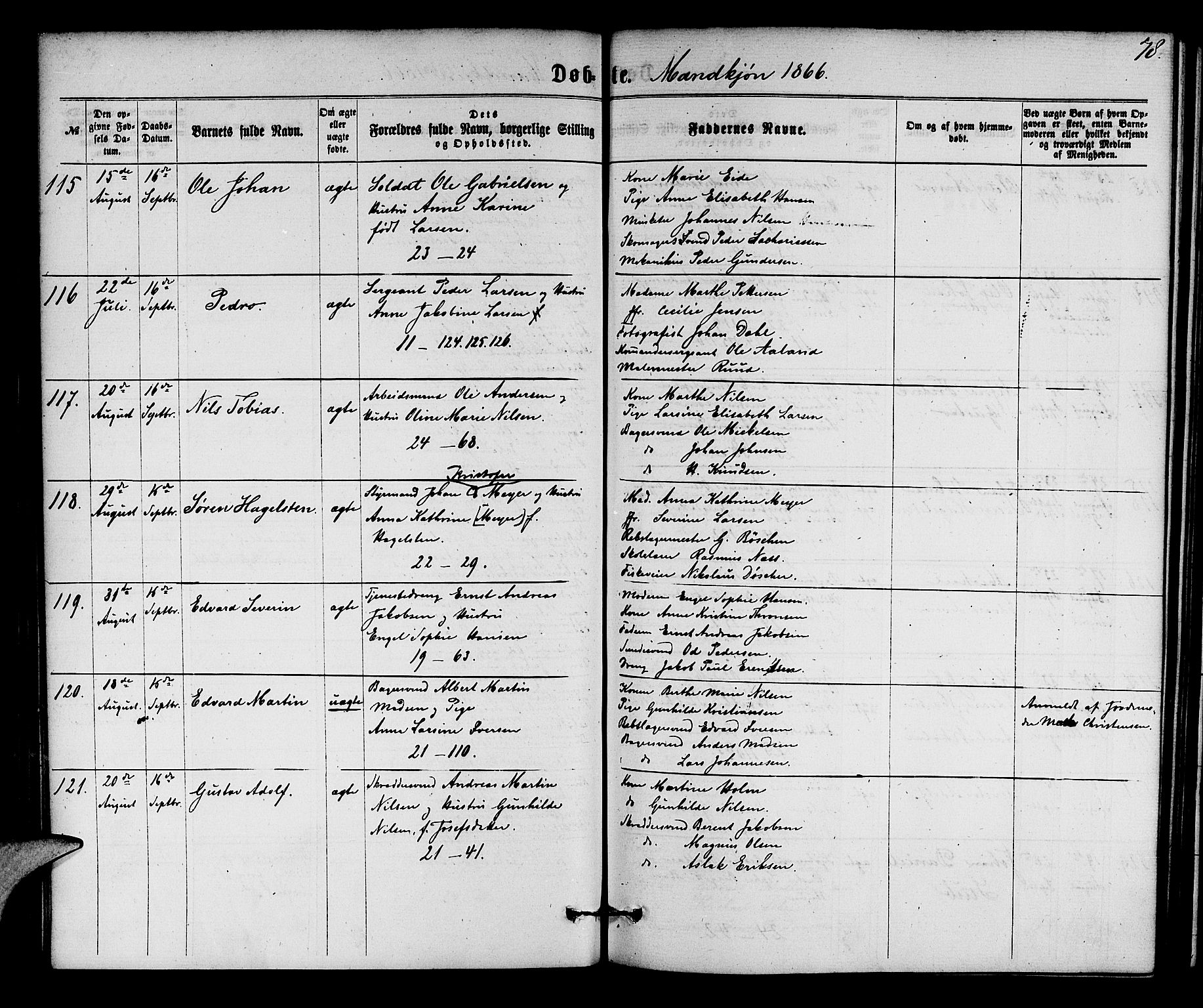 Korskirken sokneprestembete, SAB/A-76101/H/Hab: Parish register (copy) no. B 5, 1863-1868, p. 78