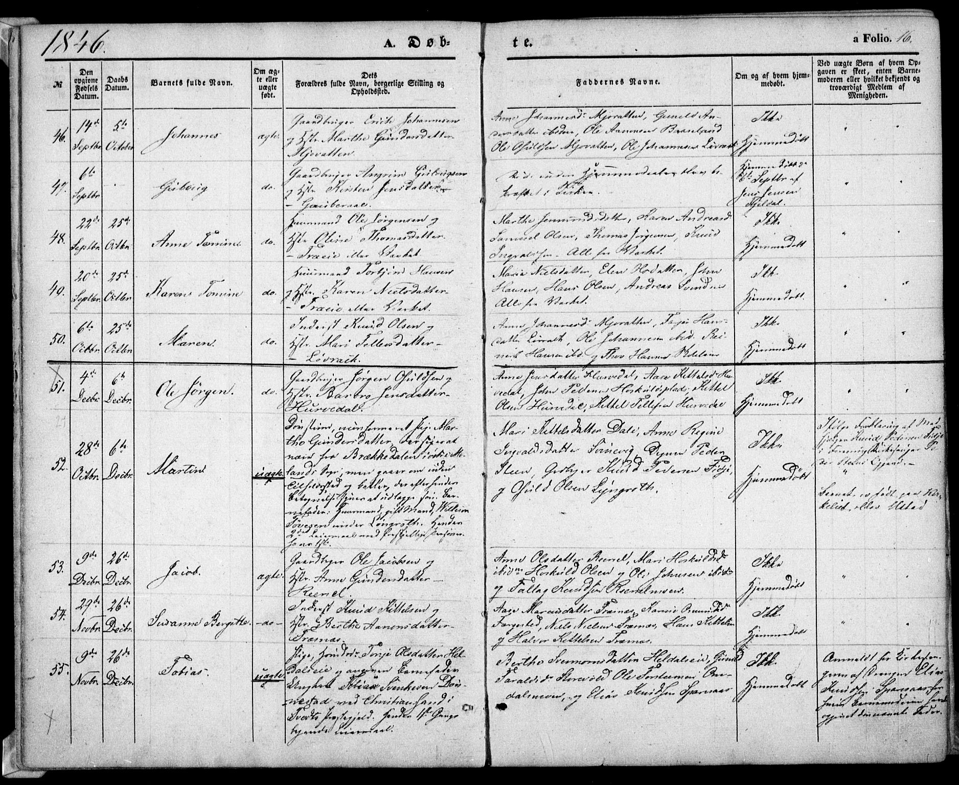 Froland sokneprestkontor, AV/SAK-1111-0013/F/Fa/L0002: Parish register (official) no. A 2, 1845-1863, p. 16