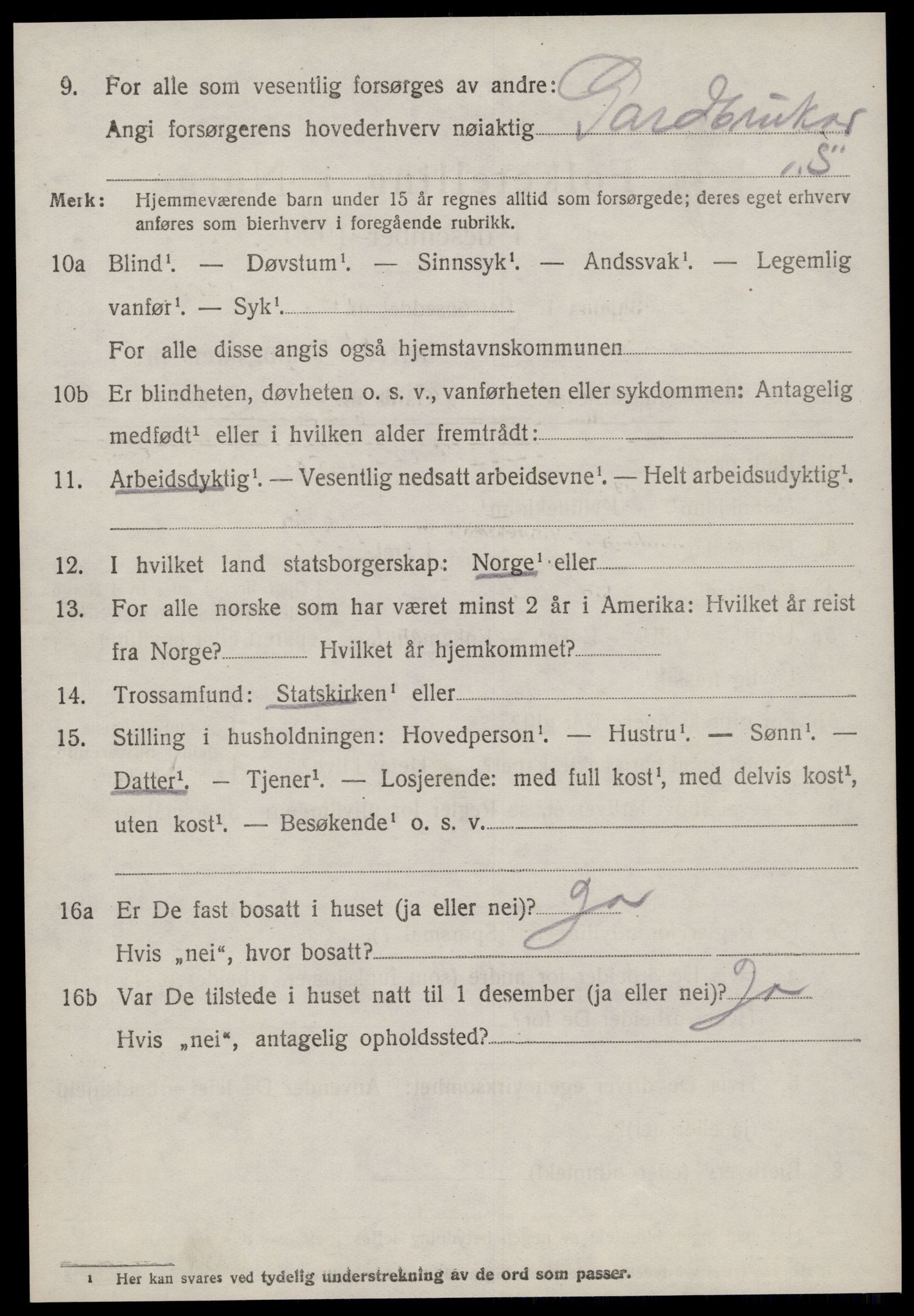 SAT, 1920 census for Aukra, 1920, p. 2496