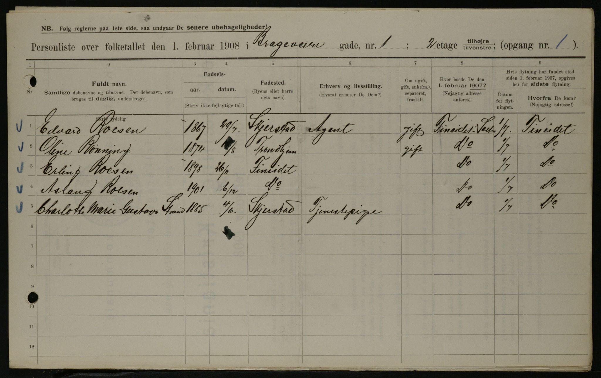 OBA, Municipal Census 1908 for Kristiania, 1908, p. 7823