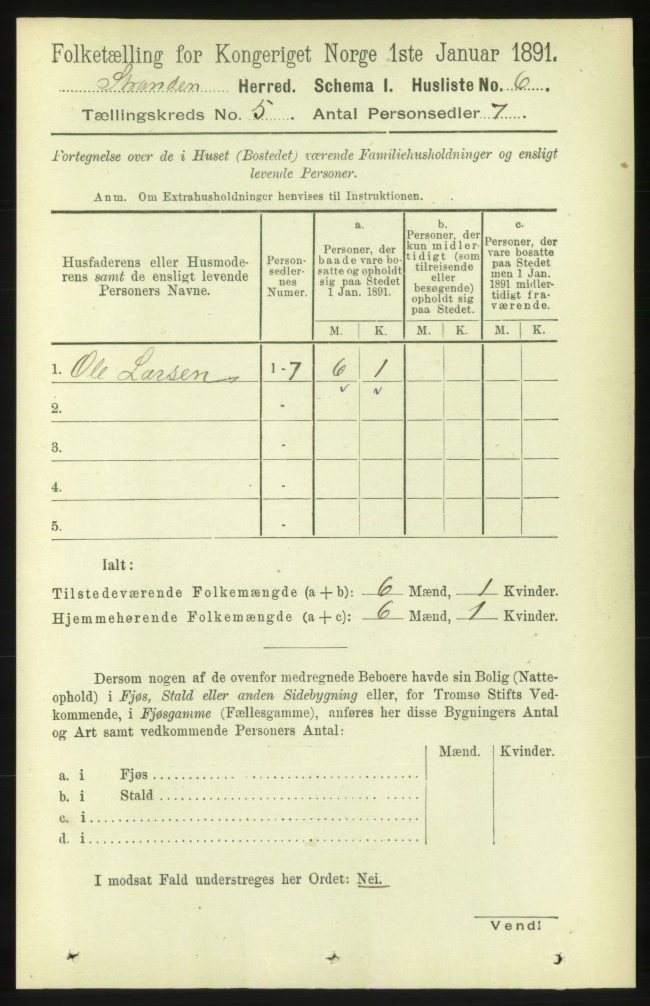 RA, 1891 census for 1525 Stranda, 1891, p. 967