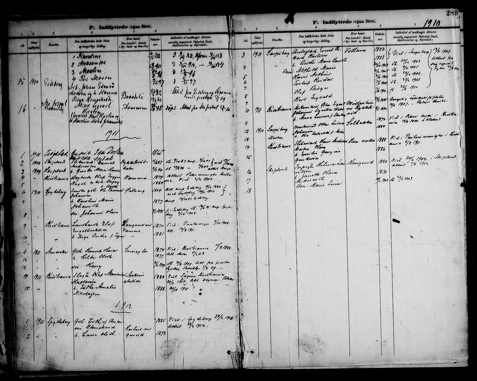 Askim prestekontor Kirkebøker, AV/SAO-A-10900/F/Fa/L0008: Parish register (official) no. 8, 1898-1912, p. 289