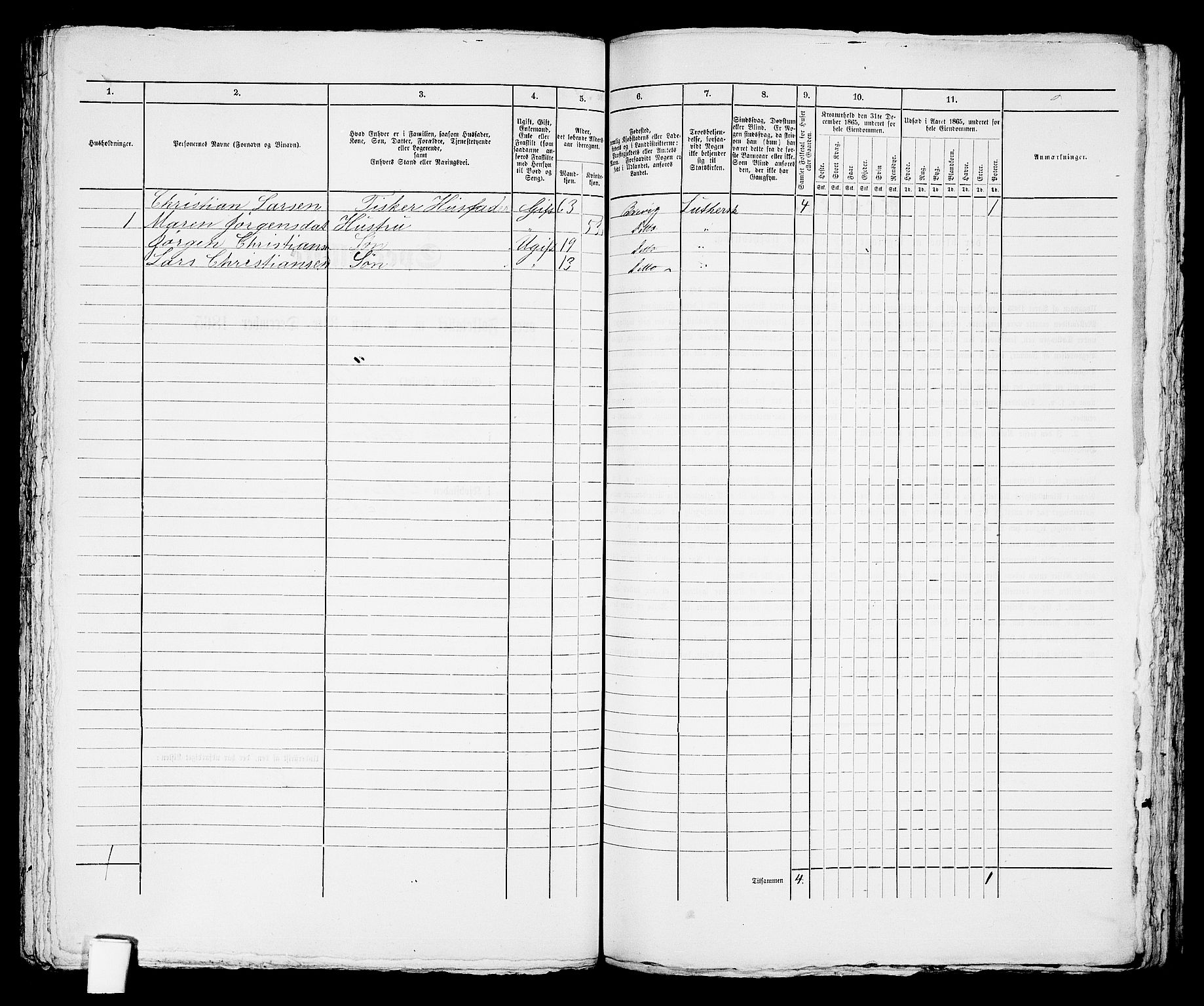 RA, 1865 census for Brevik, 1865, p. 261