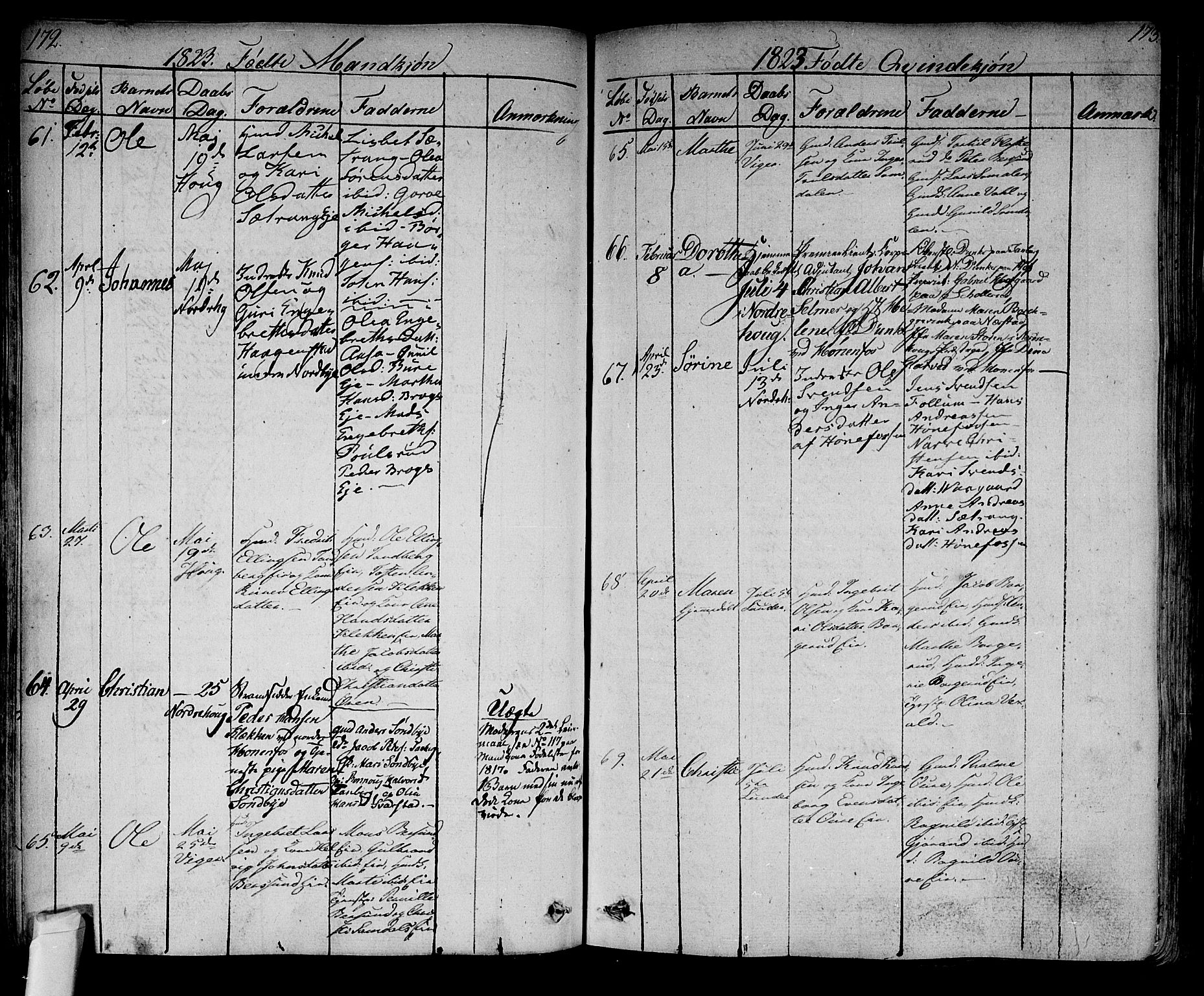 Norderhov kirkebøker, SAKO/A-237/F/Fa/L0009: Parish register (official) no. 9, 1819-1837, p. 172-173