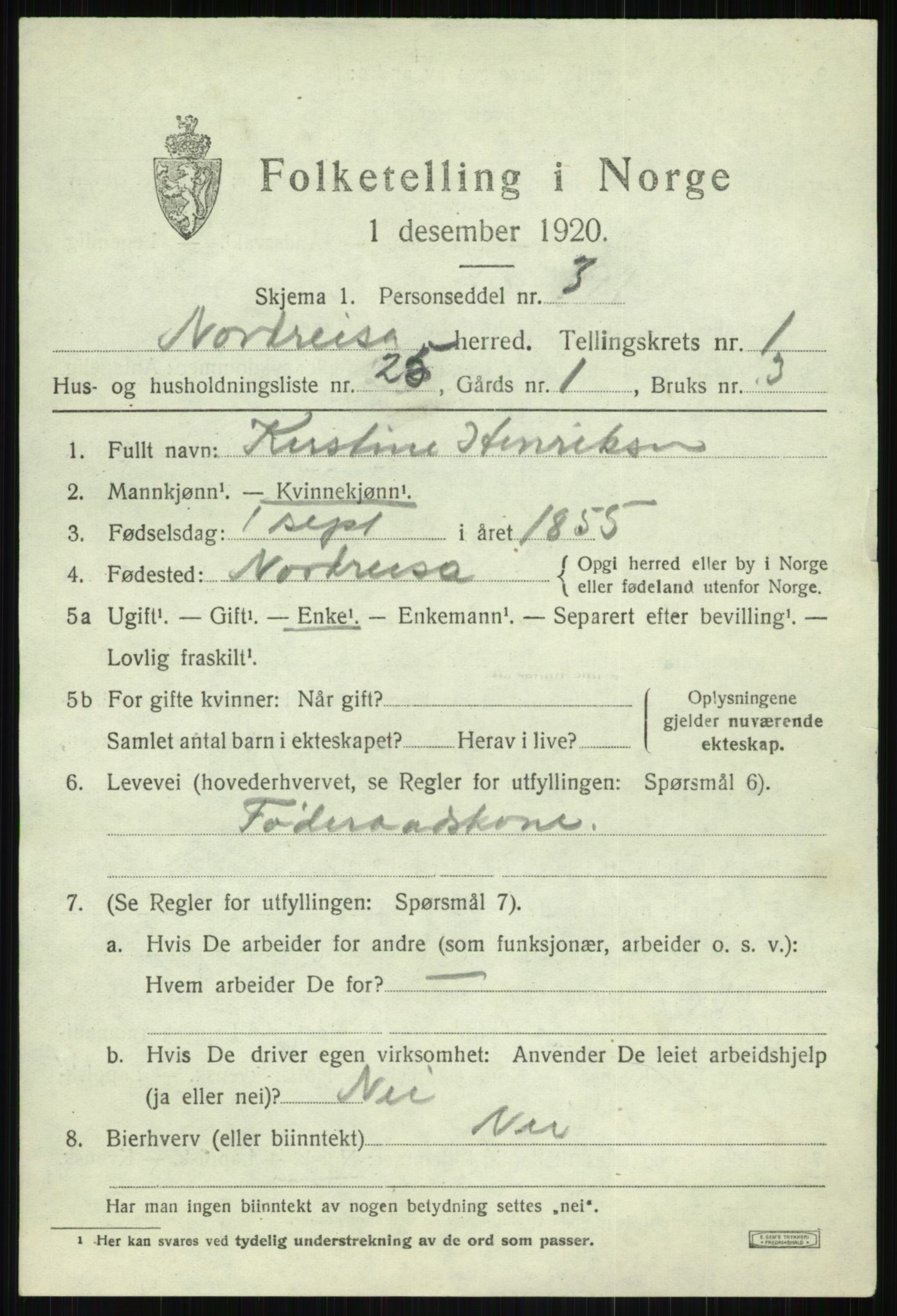 SATØ, 1920 census for Nordreisa, 1920, p. 993