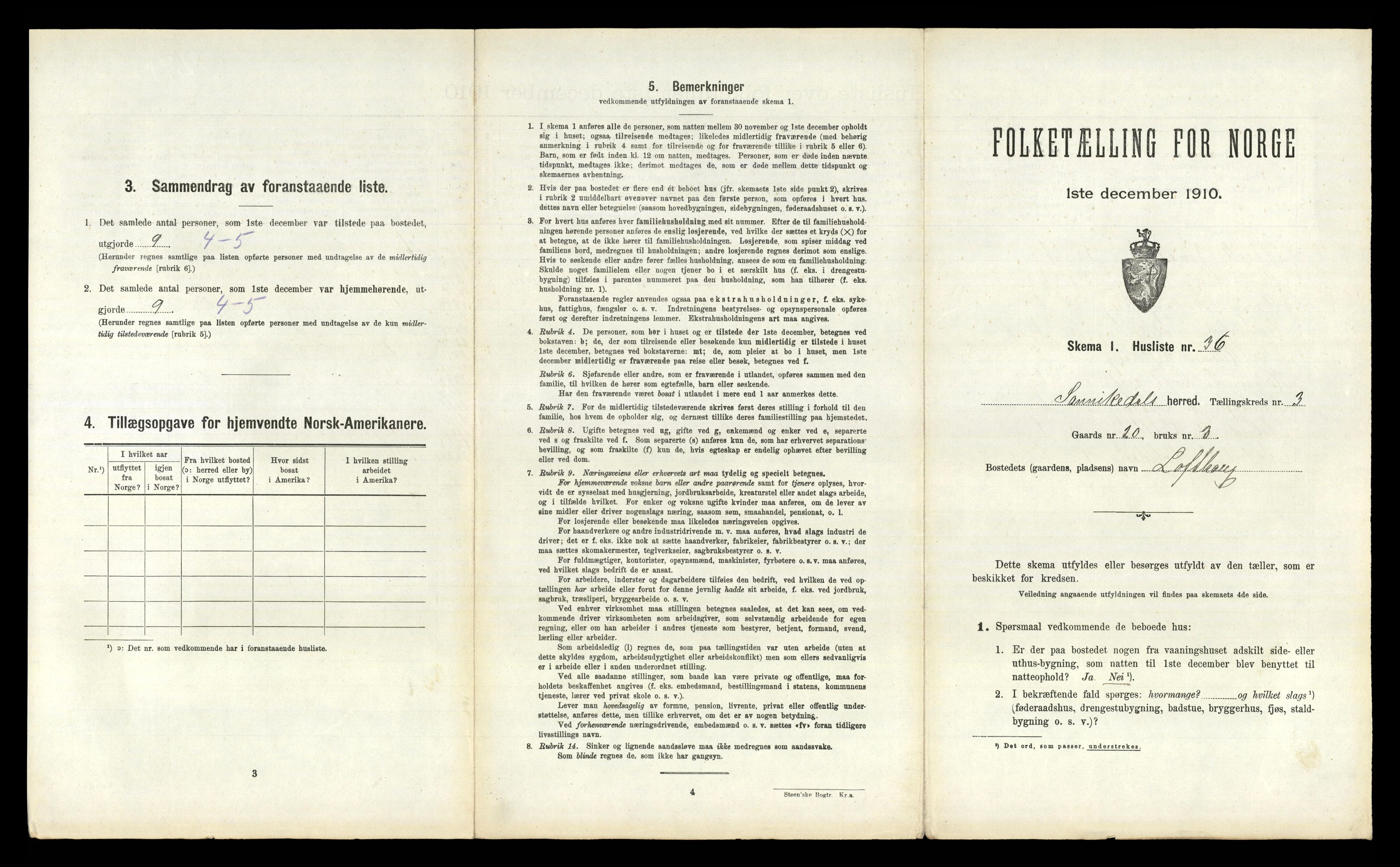 RA, 1910 census for Sannidal, 1910, p. 296