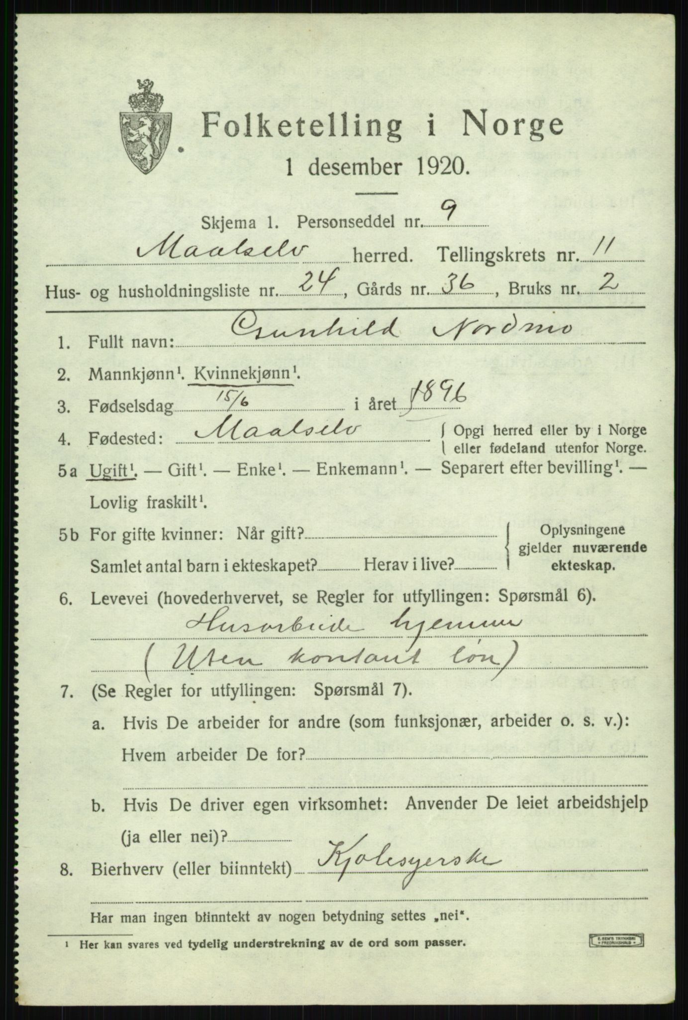 SATØ, 1920 census for Målselv, 1920, p. 6427