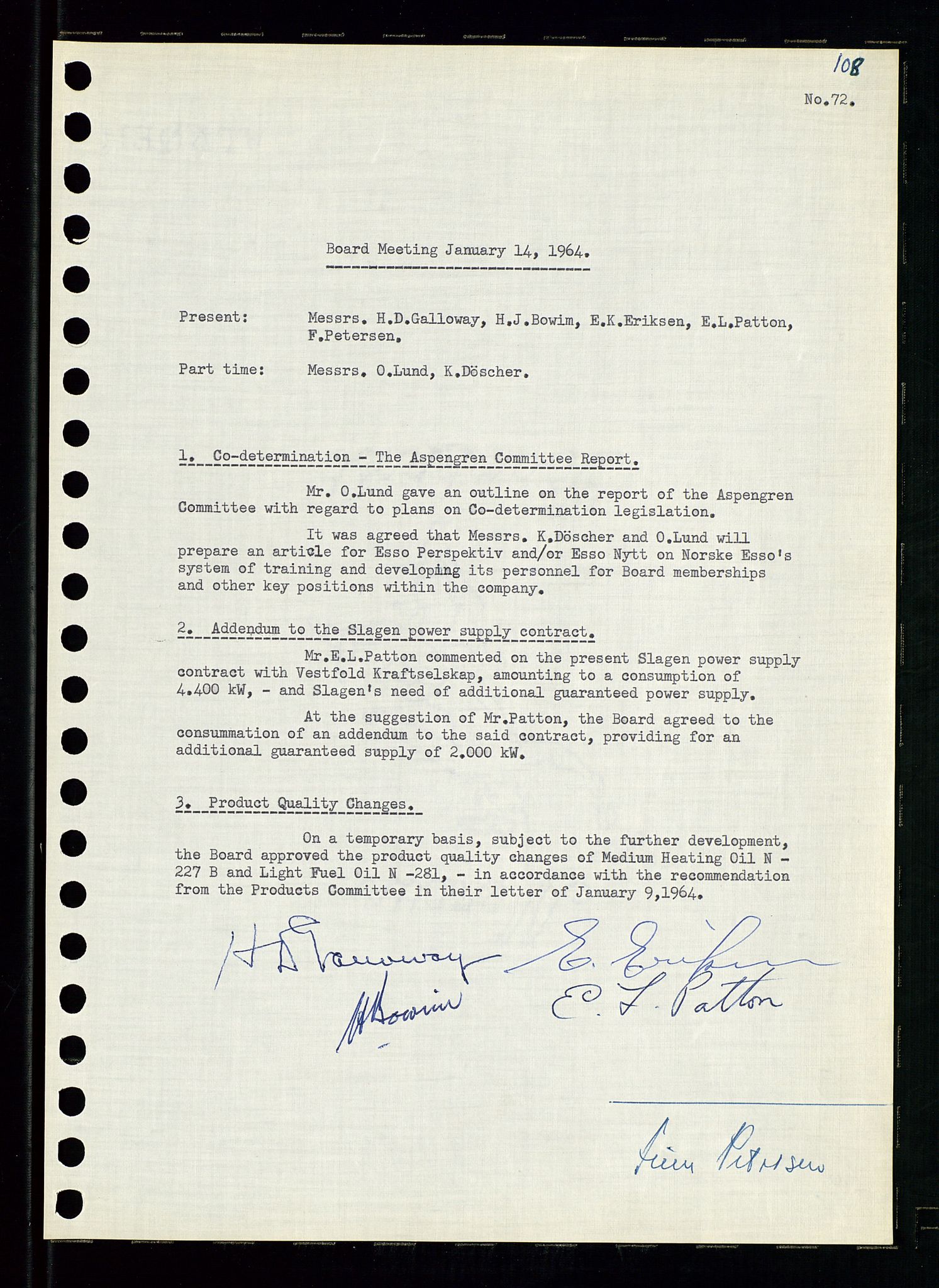 Pa 0982 - Esso Norge A/S, AV/SAST-A-100448/A/Aa/L0001/0004: Den administrerende direksjon Board minutes (styrereferater) / Den administrerende direksjon Board minutes (styrereferater), 1963-1964, p. 154