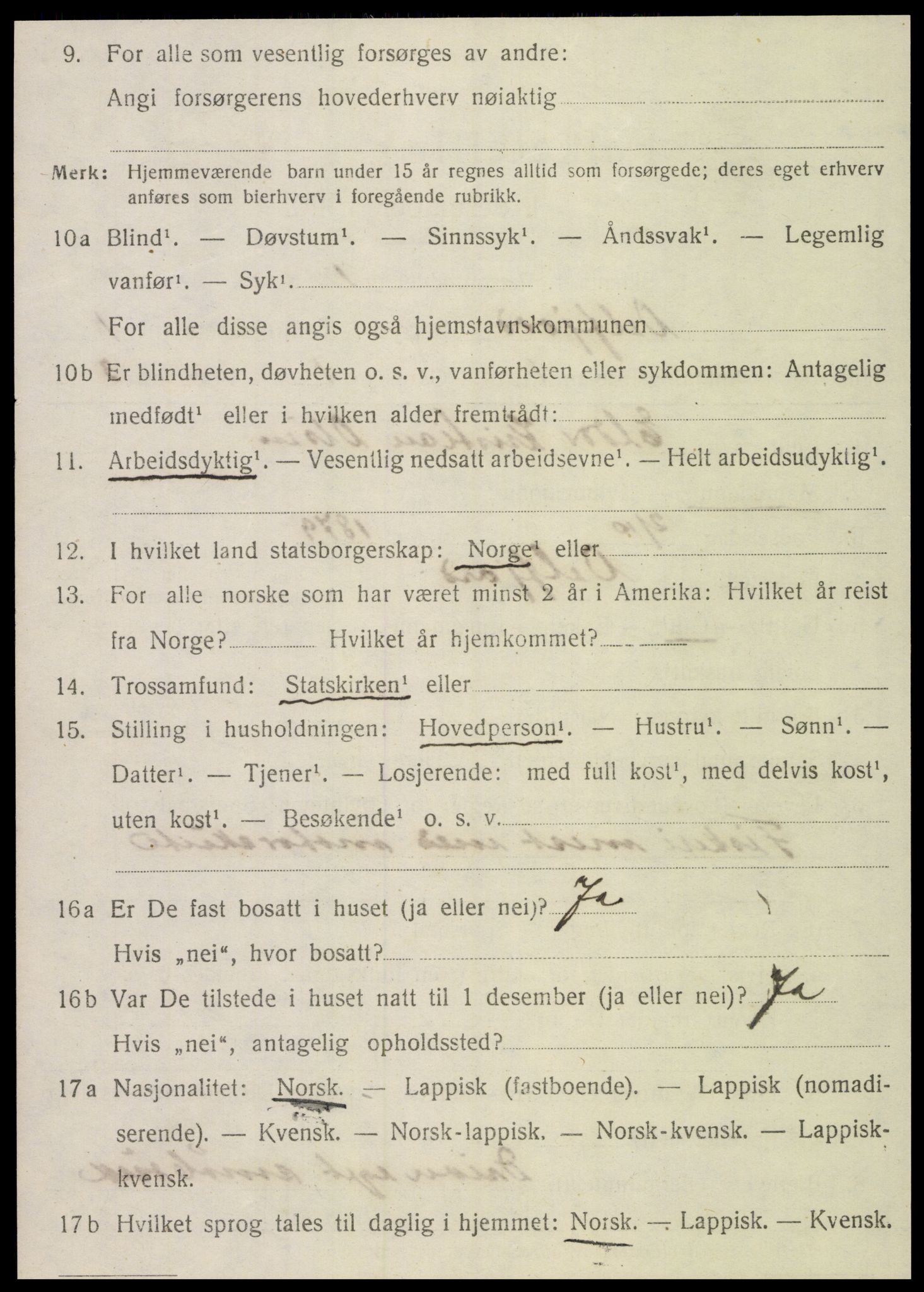 SAT, 1920 census for Velfjord, 1920, p. 584