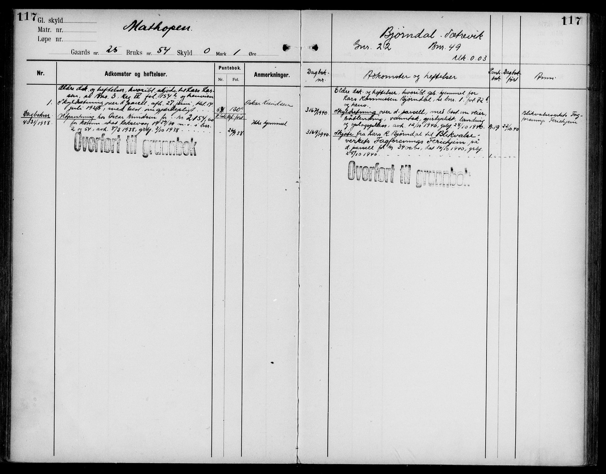 Midhordland sorenskriveri, AV/SAB-A-3001/1/G/Ga/Gab/L0108: Mortgage register no. II.A.b.108, p. 117