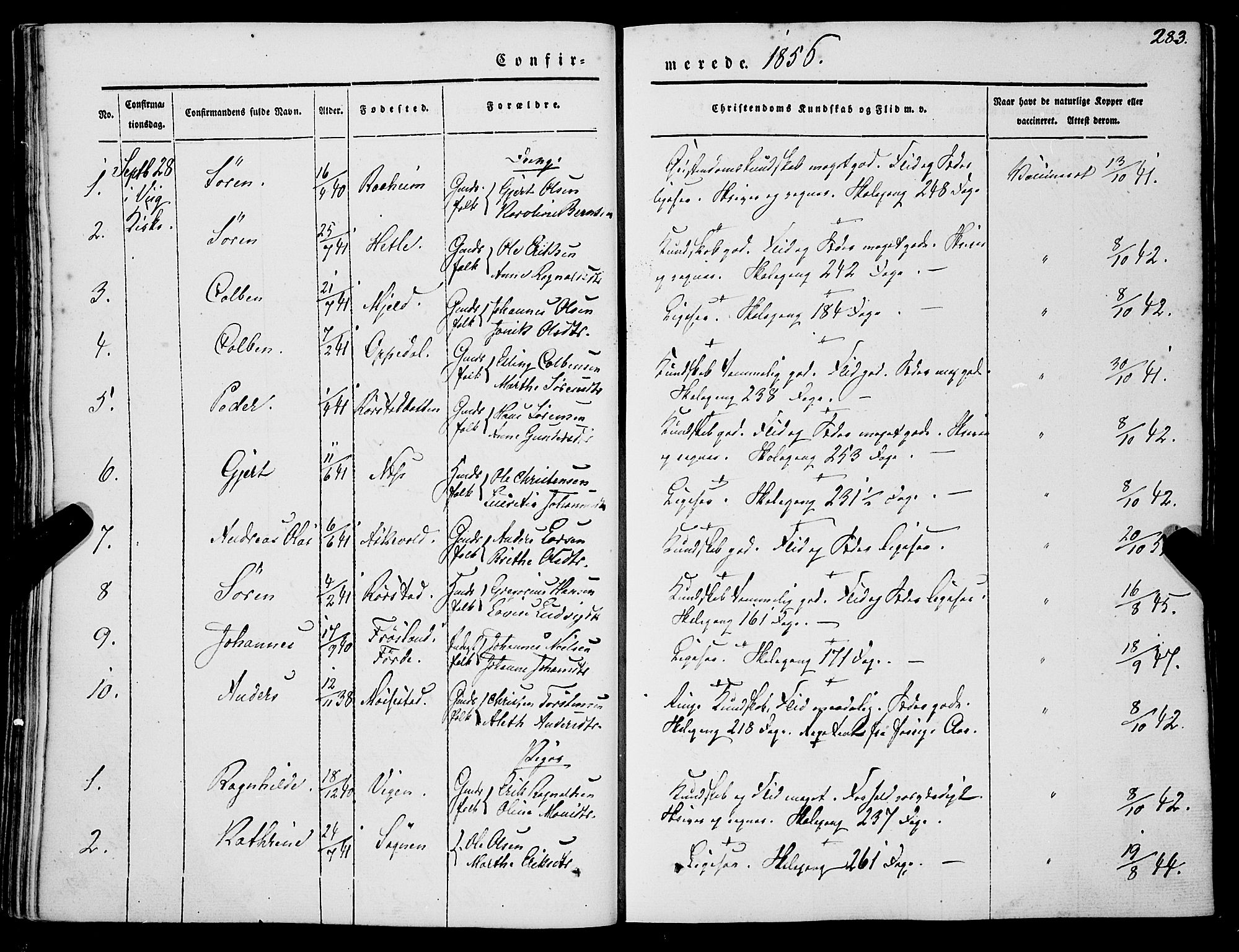 Gaular sokneprestembete, SAB/A-80001/H/Haa: Parish register (official) no. A 4I, 1840-1859, p. 283