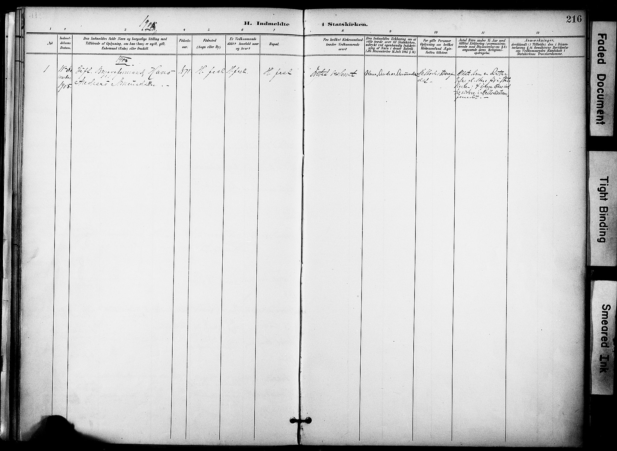 Hammerfest sokneprestkontor, SATØ/S-1347/H/Ha/L0010.kirke: Parish register (official) no. 10, 1898-1905, p. 216