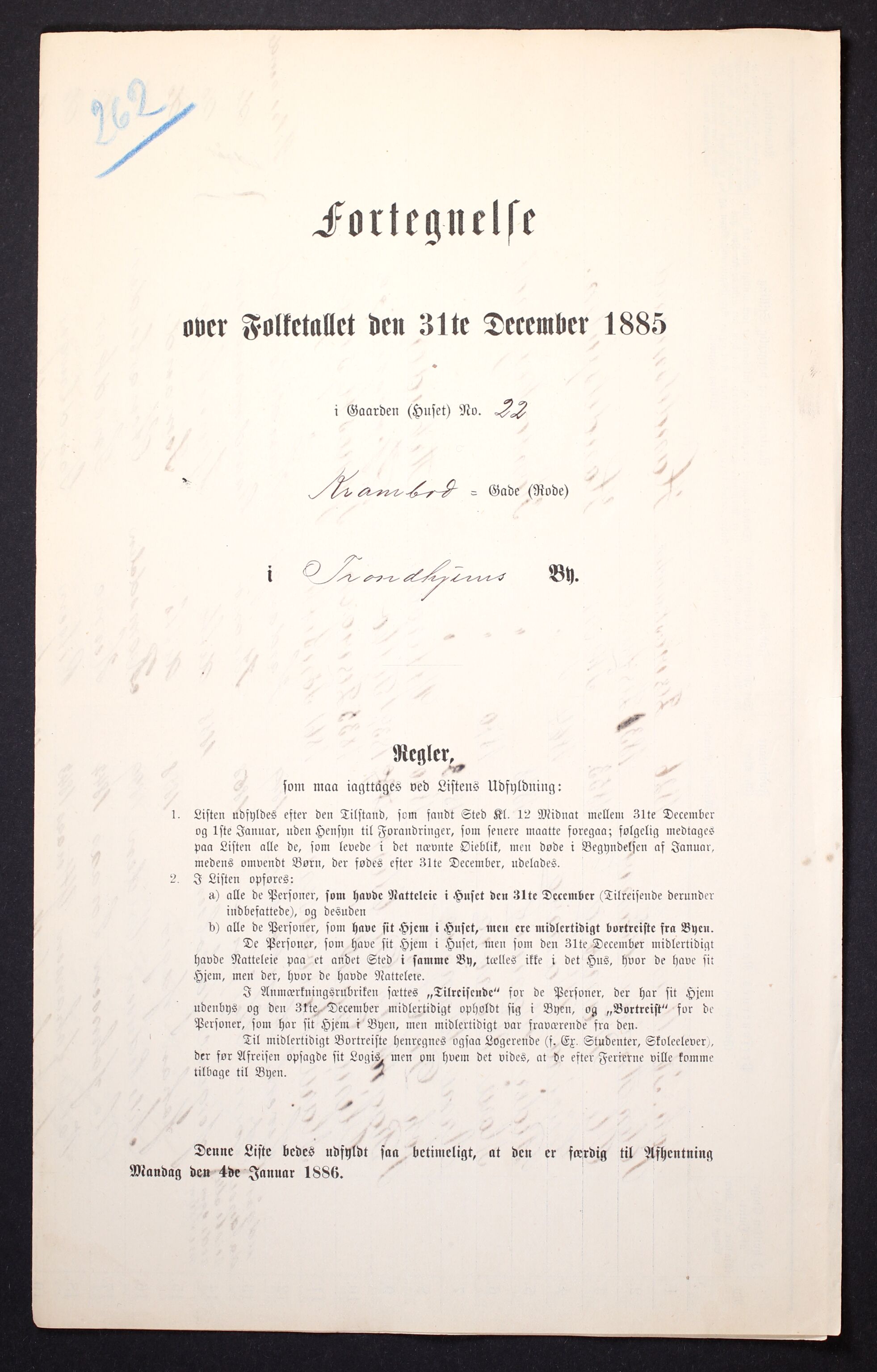 SAT, 1885 census for 1601 Trondheim, 1885, p. 1082