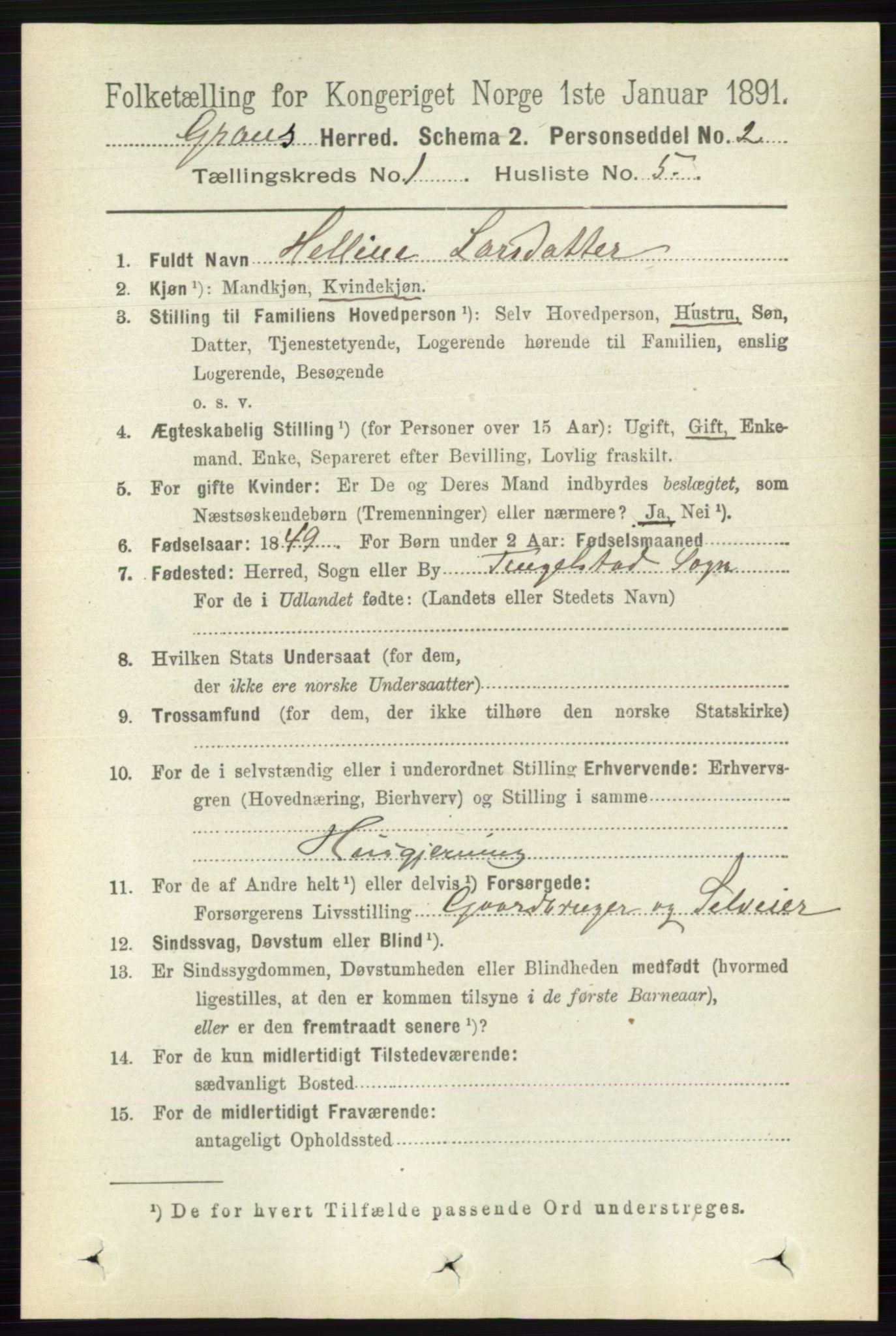 RA, 1891 census for 0534 Gran, 1891, p. 83