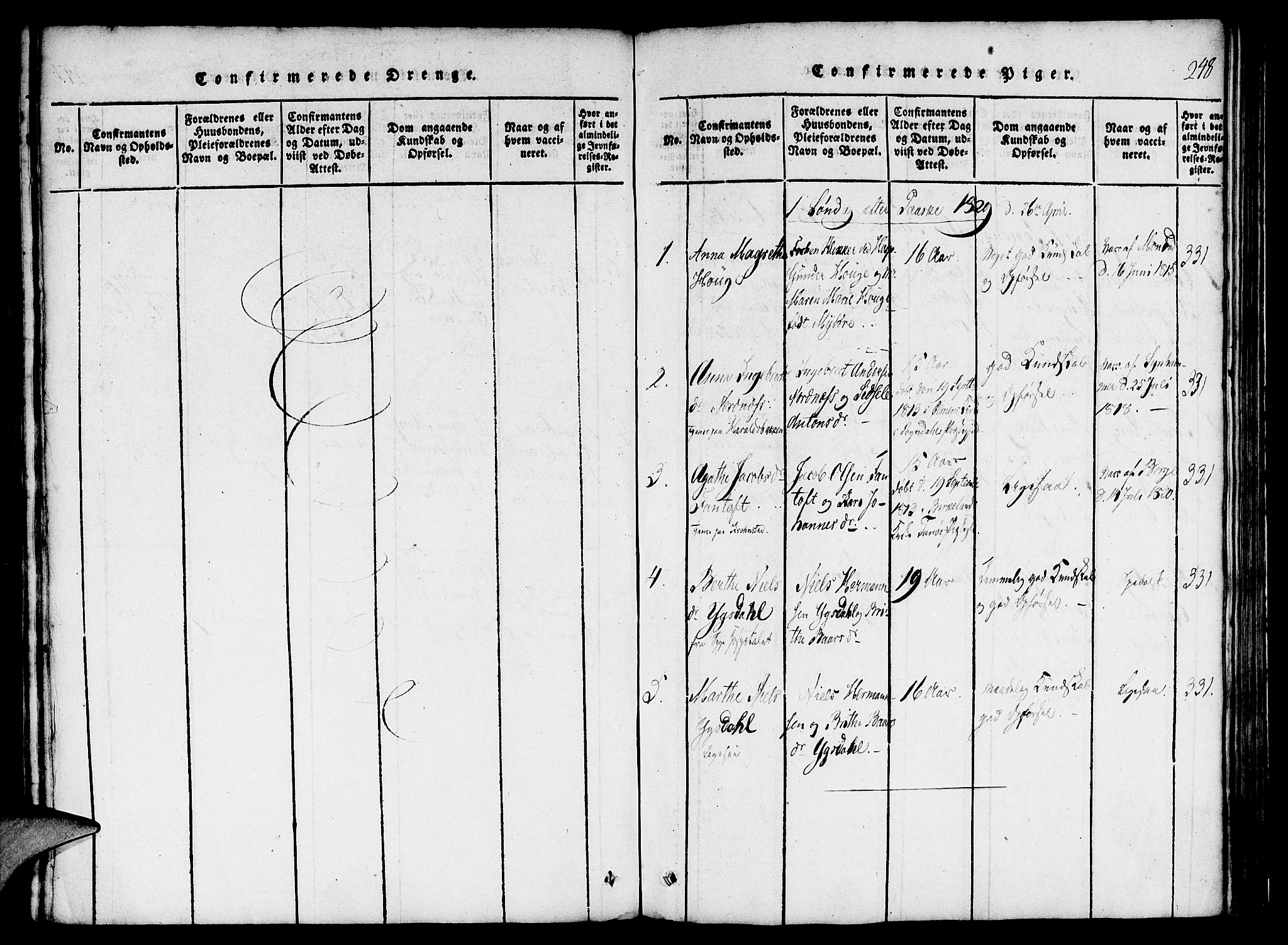 St. Jørgens hospital og Årstad sokneprestembete, SAB/A-99934: Parish register (official) no. A 3, 1815-1843, p. 248