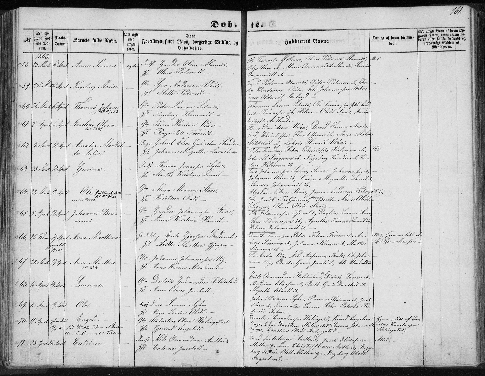 Skudenes sokneprestkontor, SAST/A -101849/H/Ha/Haa/L0004: Parish register (official) no. A 3.1, 1847-1863, p. 161