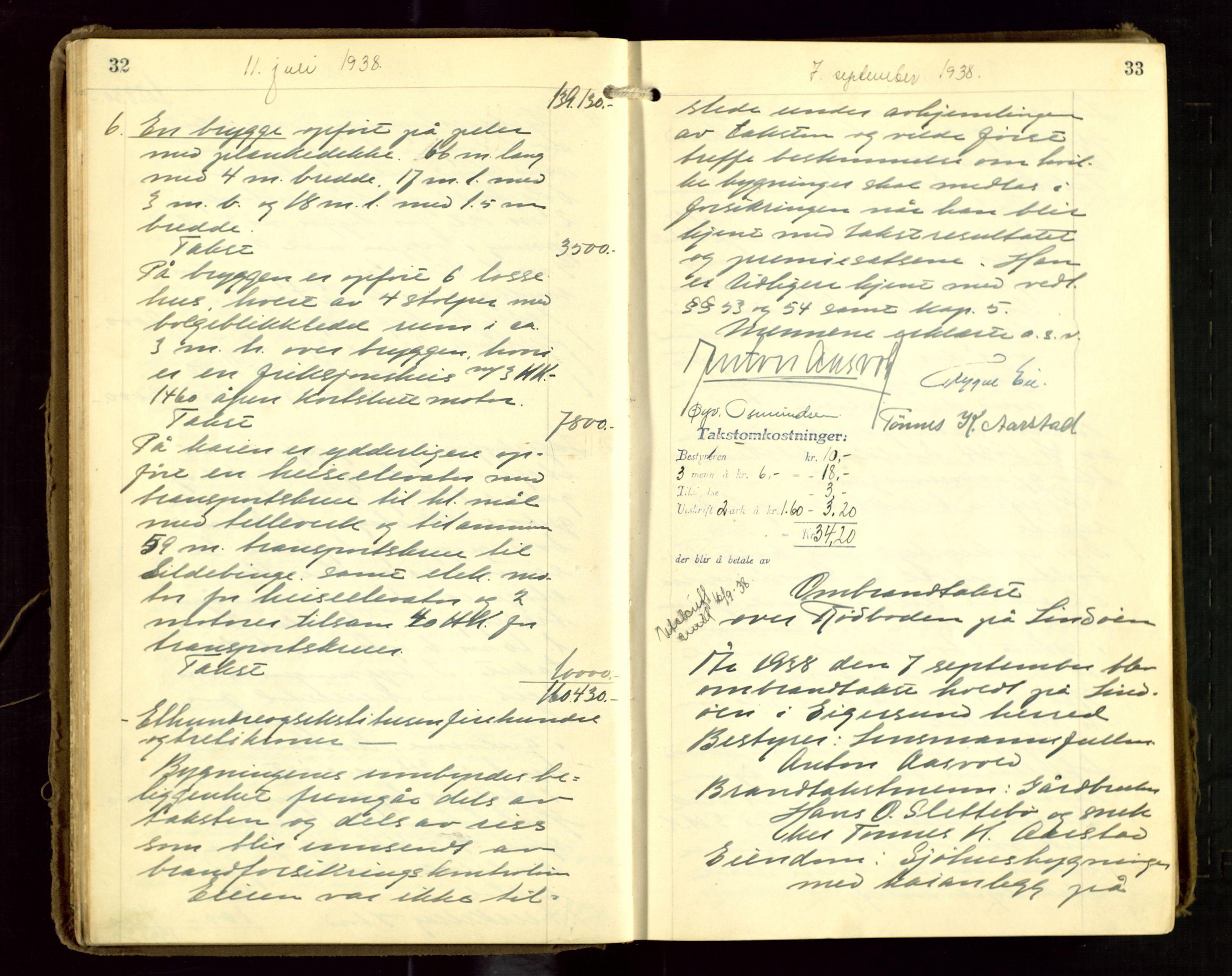 Eigersund lensmannskontor, AV/SAST-A-100171/Goa/L0006: "Brandtakstprotokoll", 1937-1943, p. 32-33