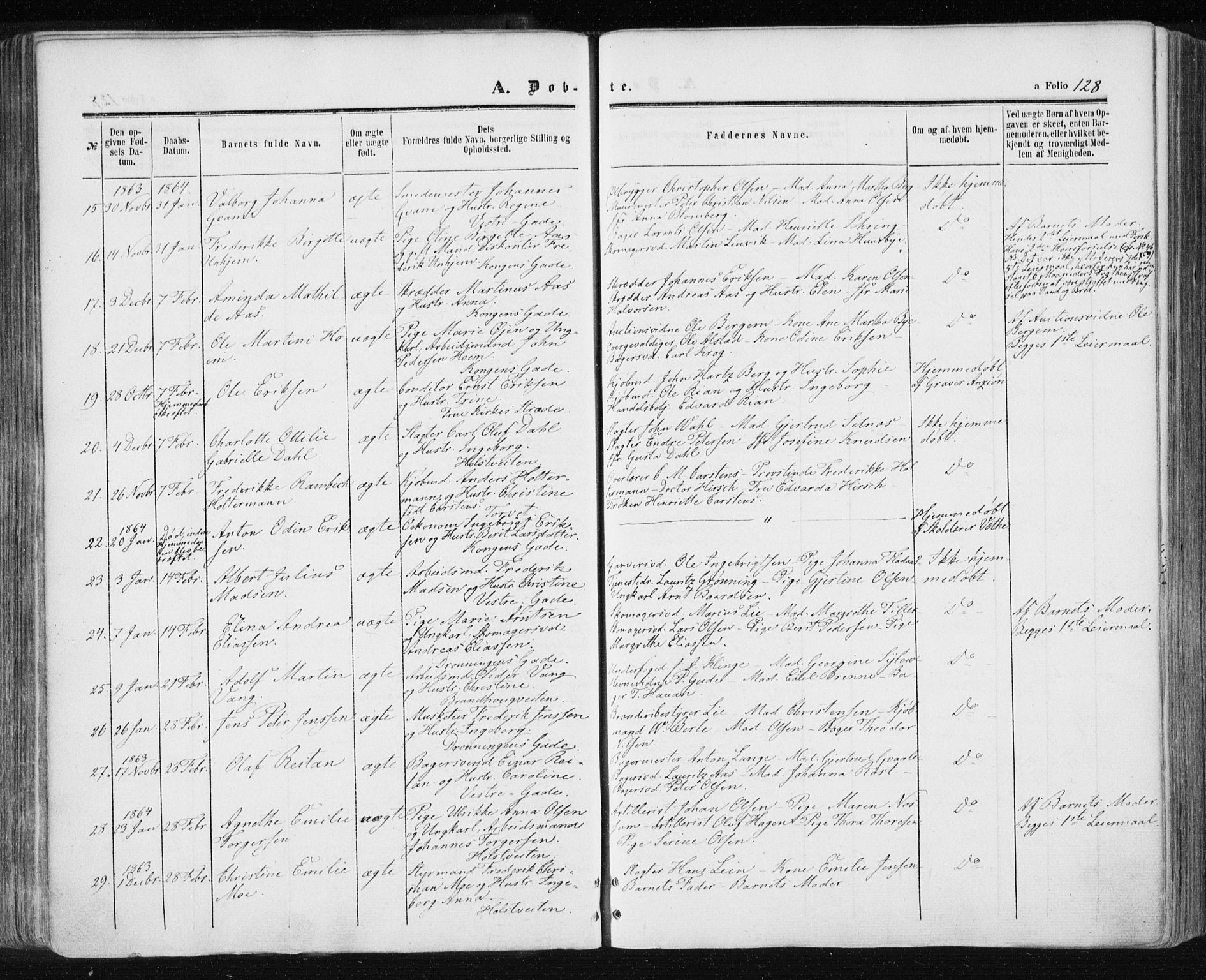 Ministerialprotokoller, klokkerbøker og fødselsregistre - Sør-Trøndelag, SAT/A-1456/601/L0053: Parish register (official) no. 601A21, 1857-1865, p. 128
