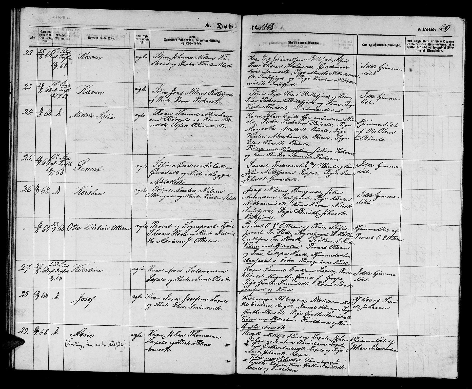 Kistrand/Porsanger sokneprestembete, AV/SATØ-S-1351/H/Hb/L0002.klokk: Parish register (copy) no. 2, 1862-1873, p. 39