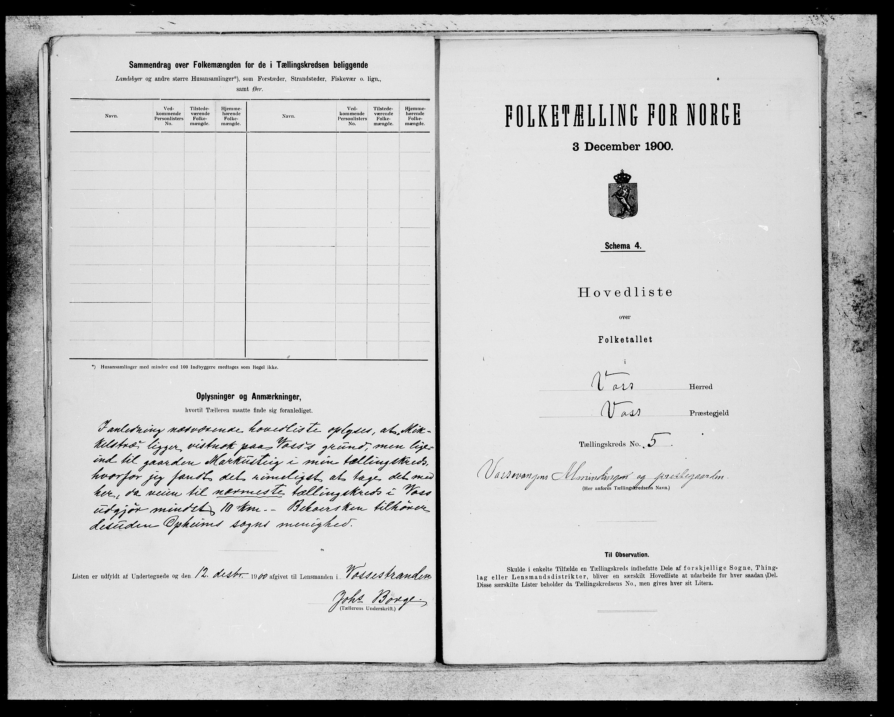 SAB, 1900 census for Voss, 1900, p. 11