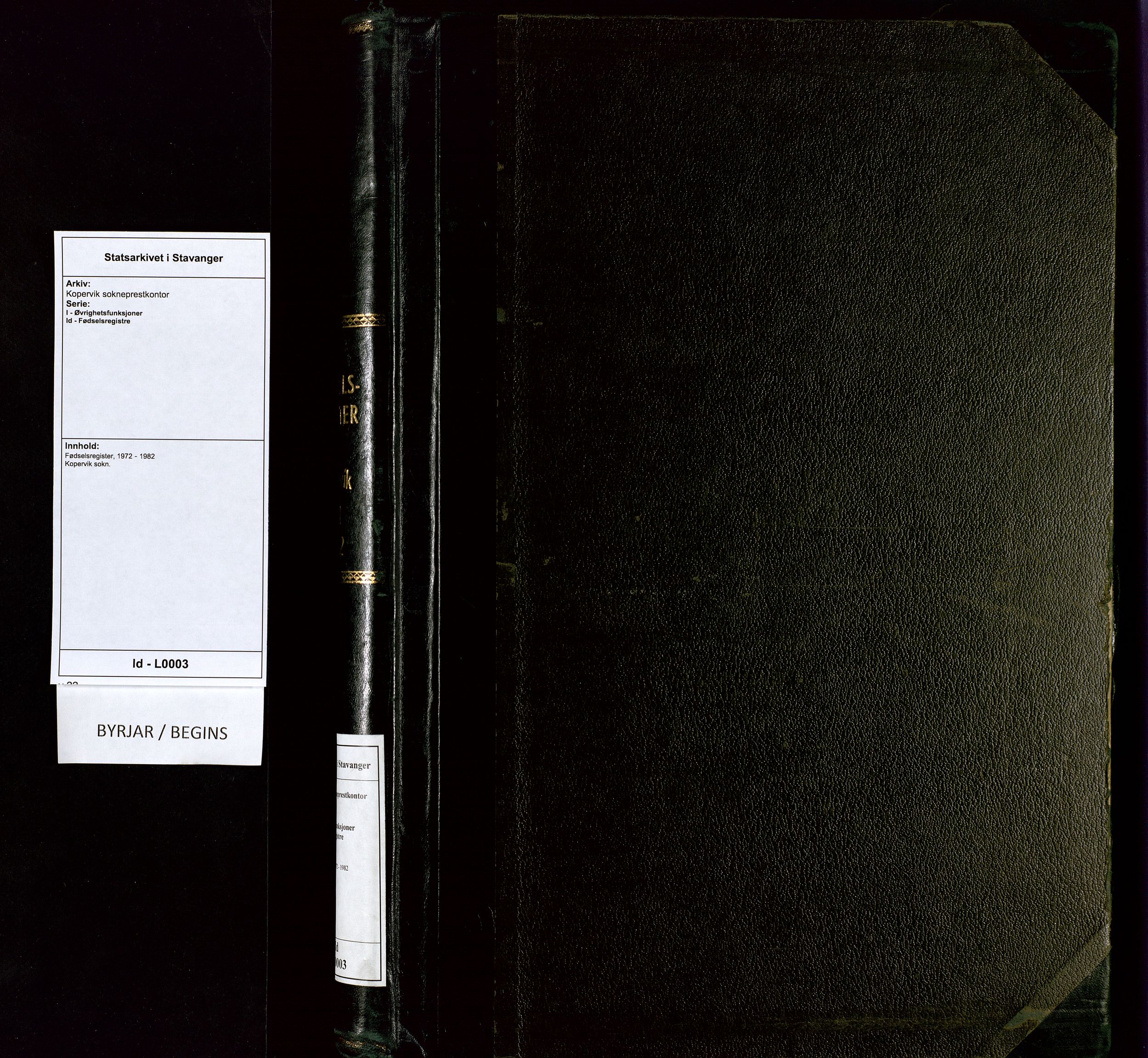 Kopervik sokneprestkontor, SAST/A-101850/I/Id/L0003: Birth register no. 3, 1972-1982