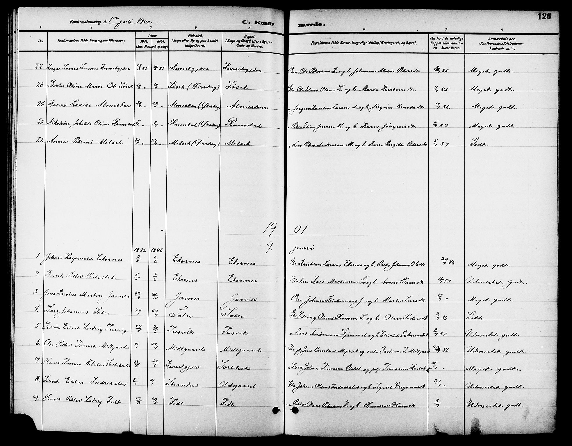 Ministerialprotokoller, klokkerbøker og fødselsregistre - Møre og Romsdal, SAT/A-1454/523/L0340: Parish register (copy) no. 523C03, 1892-1902, p. 126