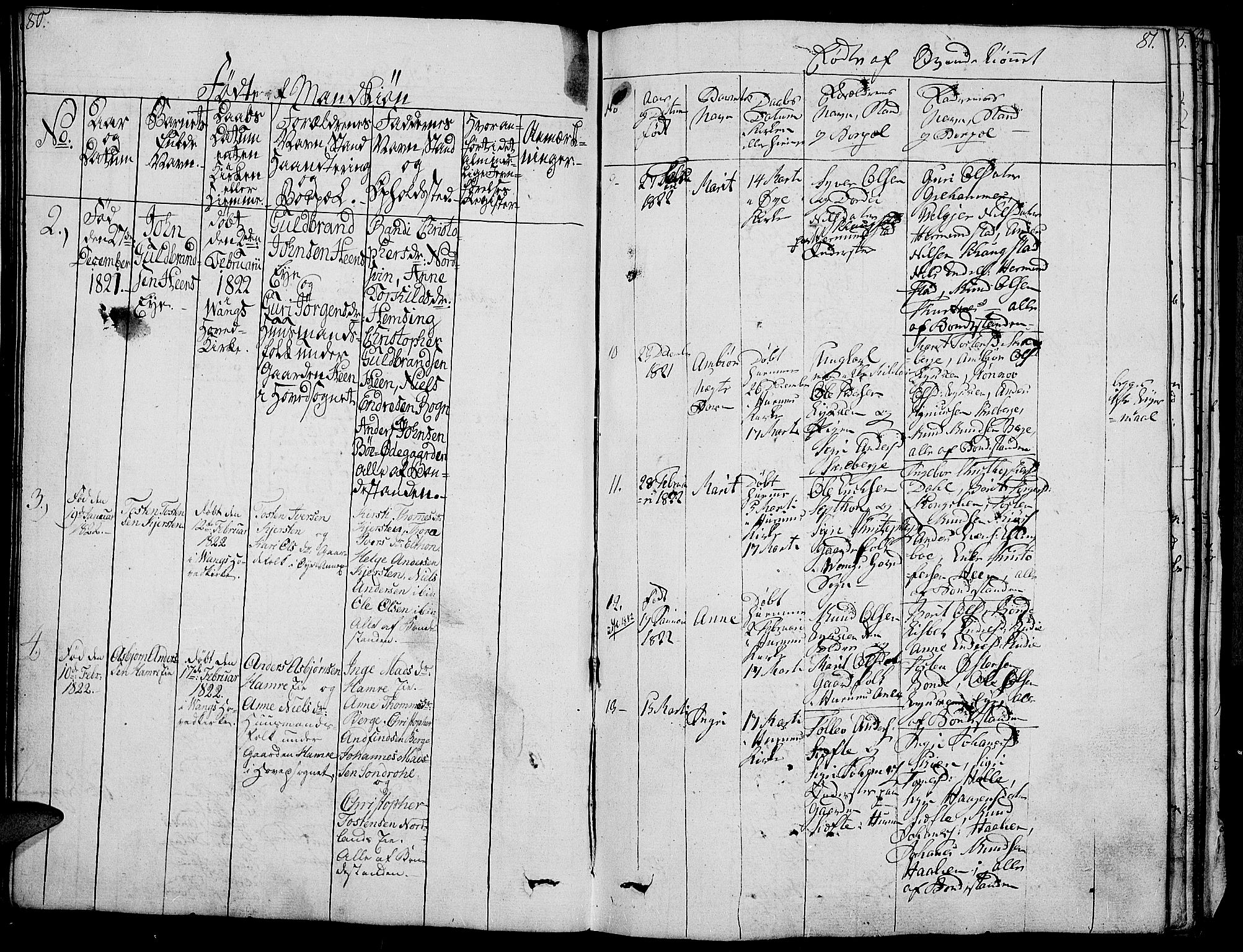 Vang prestekontor, Valdres, SAH/PREST-140/H/Ha/L0003: Parish register (official) no. 3, 1809-1831, p. 80-81