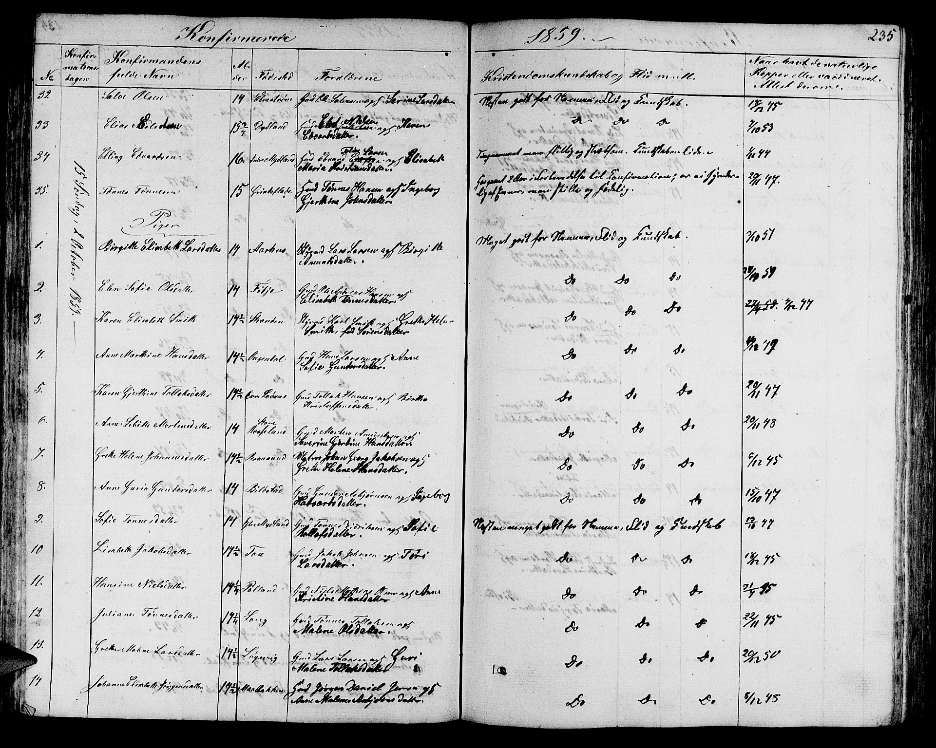 Sokndal sokneprestkontor, AV/SAST-A-101808: Parish register (copy) no. B 2, 1849-1865, p. 235