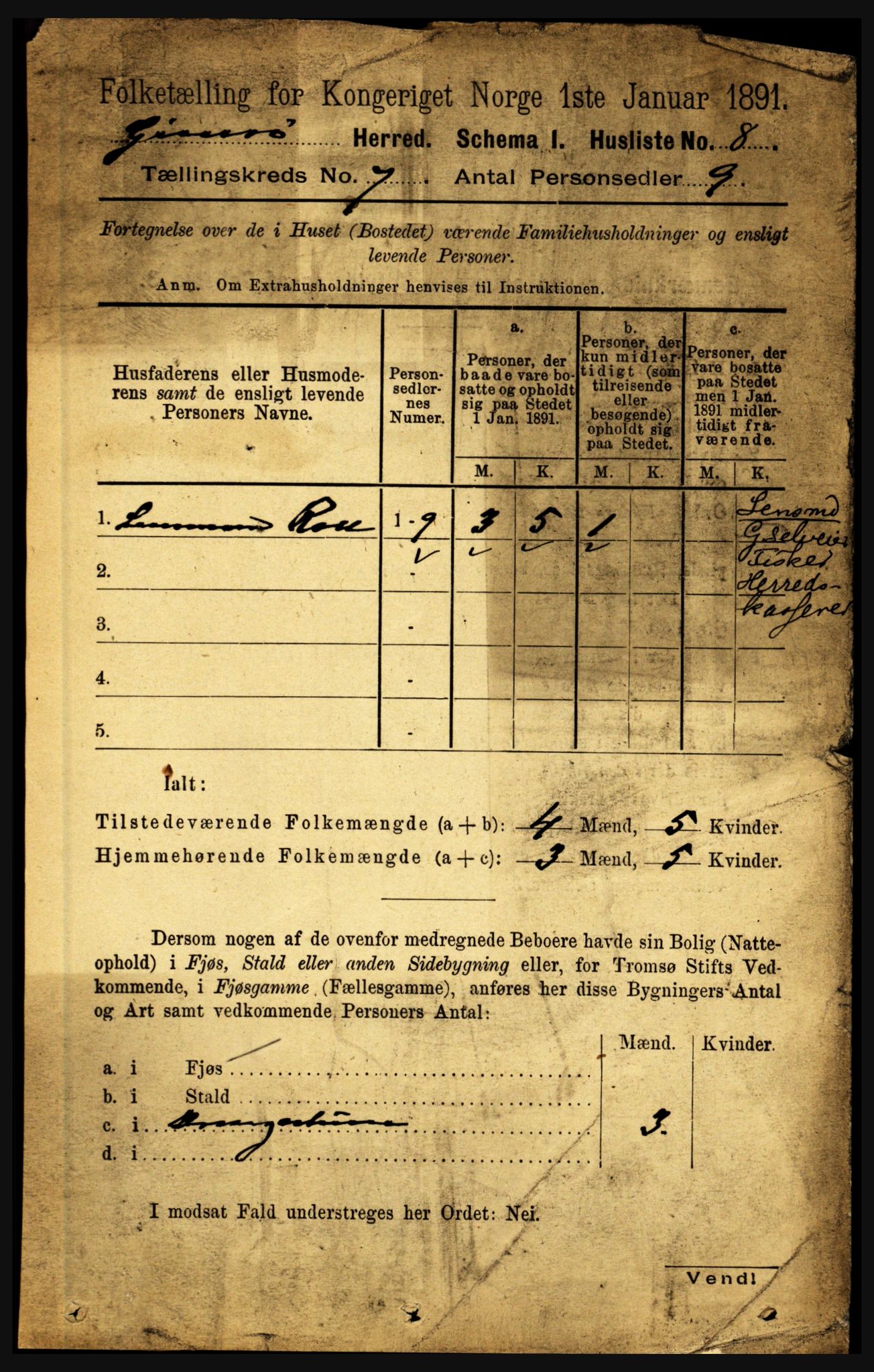 RA, 1891 census for 1864 Gimsøy, 1891, p. 1178