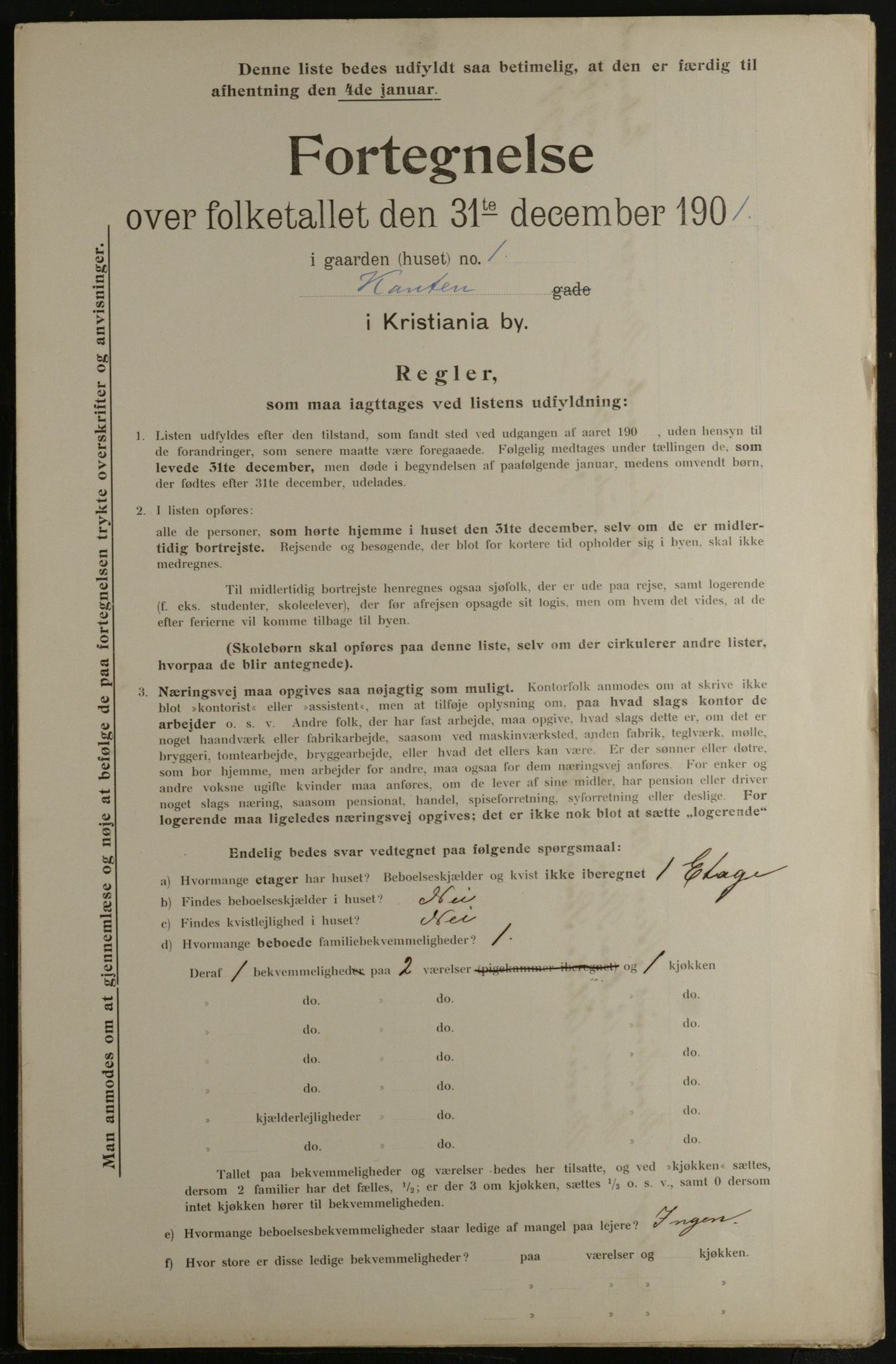 OBA, Municipal Census 1901 for Kristiania, 1901, p. 7511