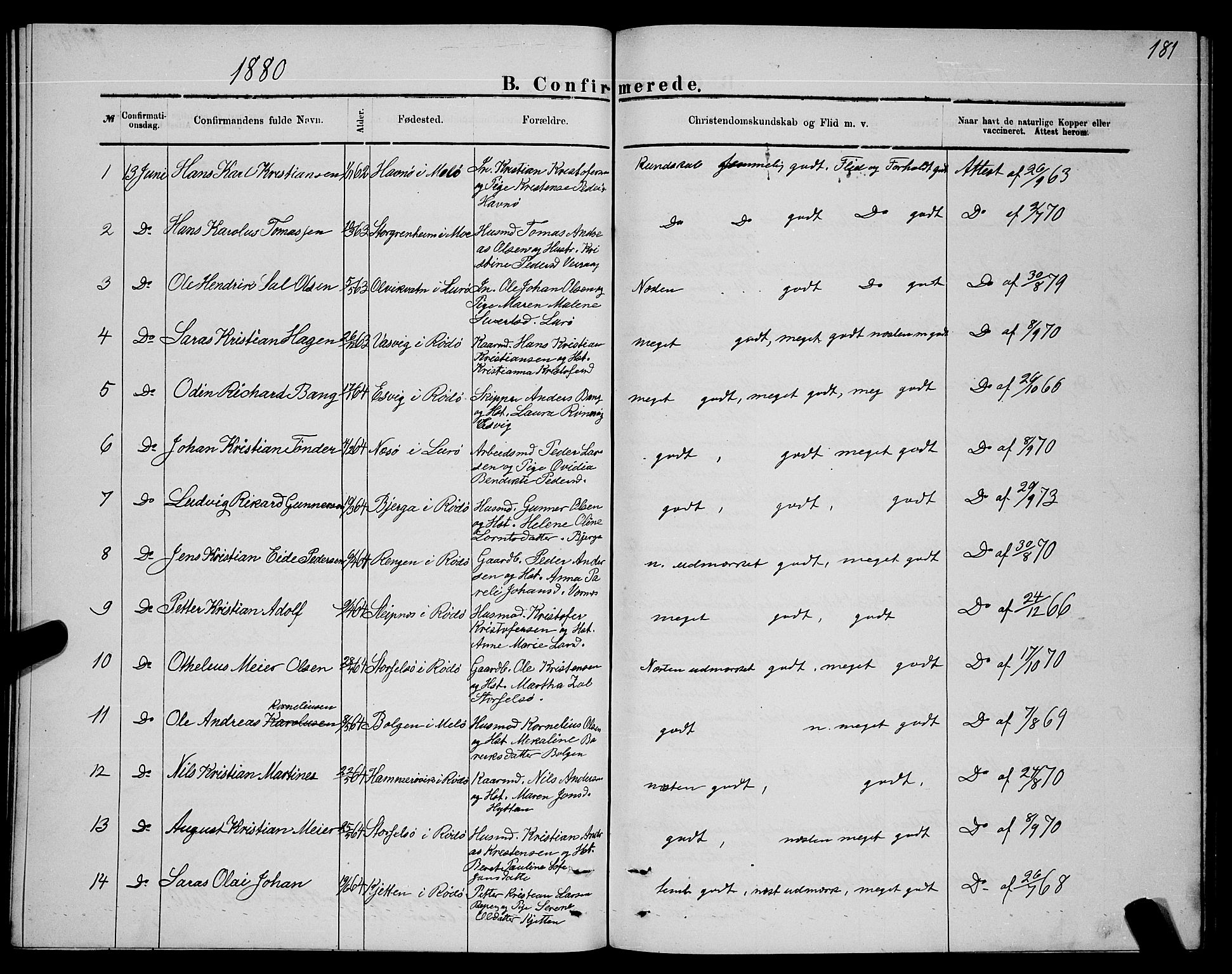 Ministerialprotokoller, klokkerbøker og fødselsregistre - Nordland, SAT/A-1459/841/L0620: Parish register (copy) no. 841C04, 1877-1896, p. 181