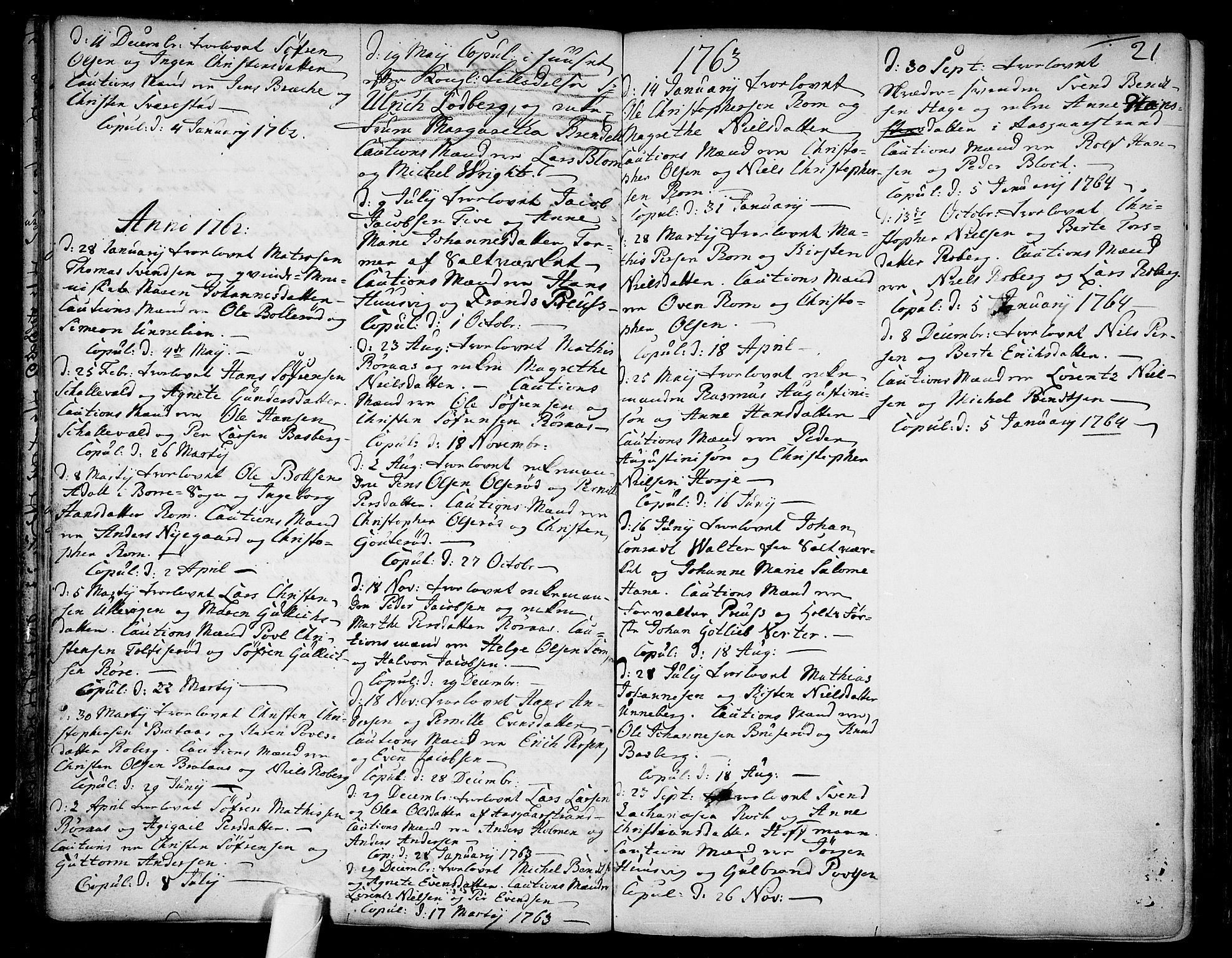 Sem kirkebøker, AV/SAKO-A-5/F/Fb/L0001: Parish register (official) no. II 1, 1702-1764, p. 21