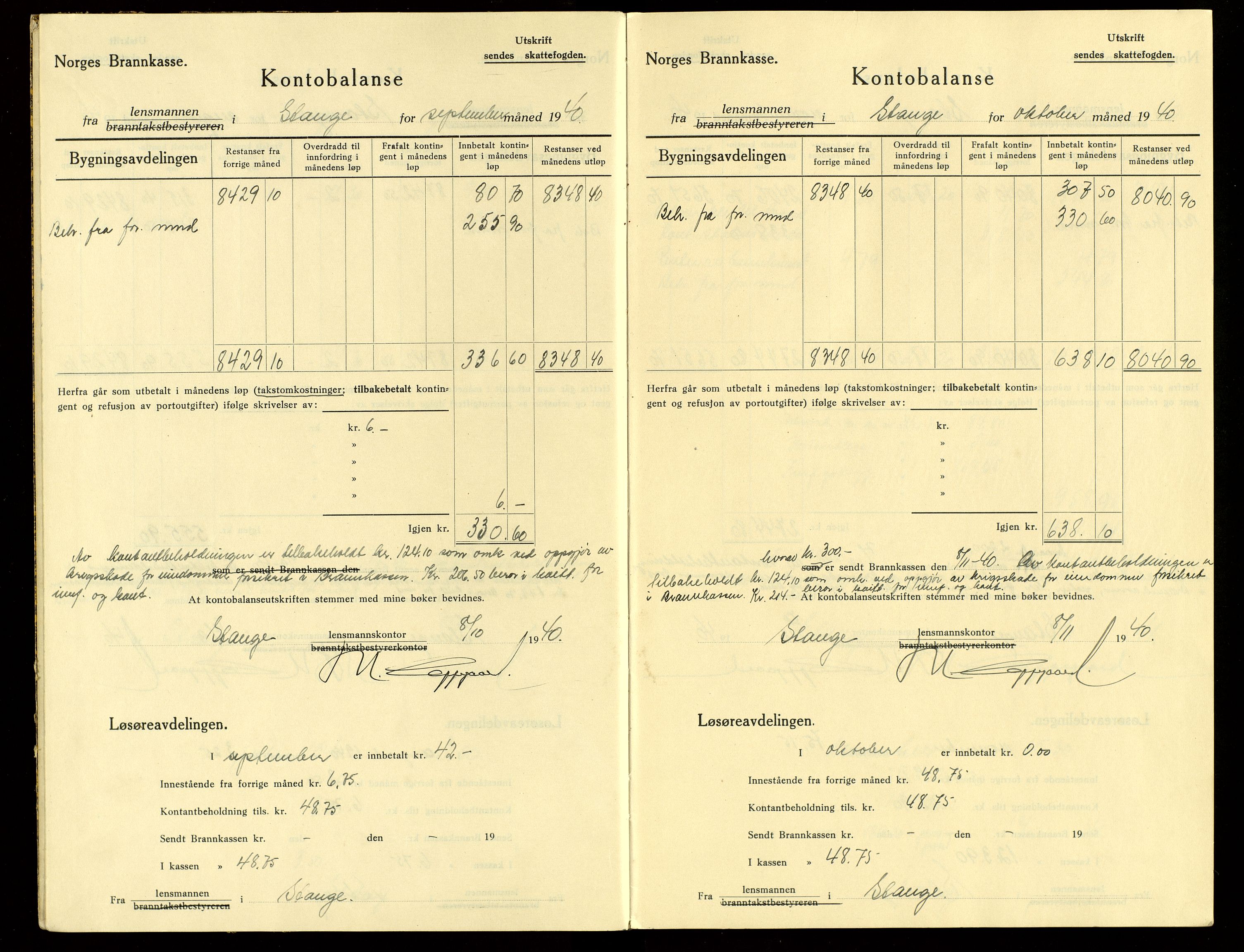 Norges Brannkasse, Stange, SAH/NBRANS-009/F/L0007: Branntakstprotokoll, 1940-1950