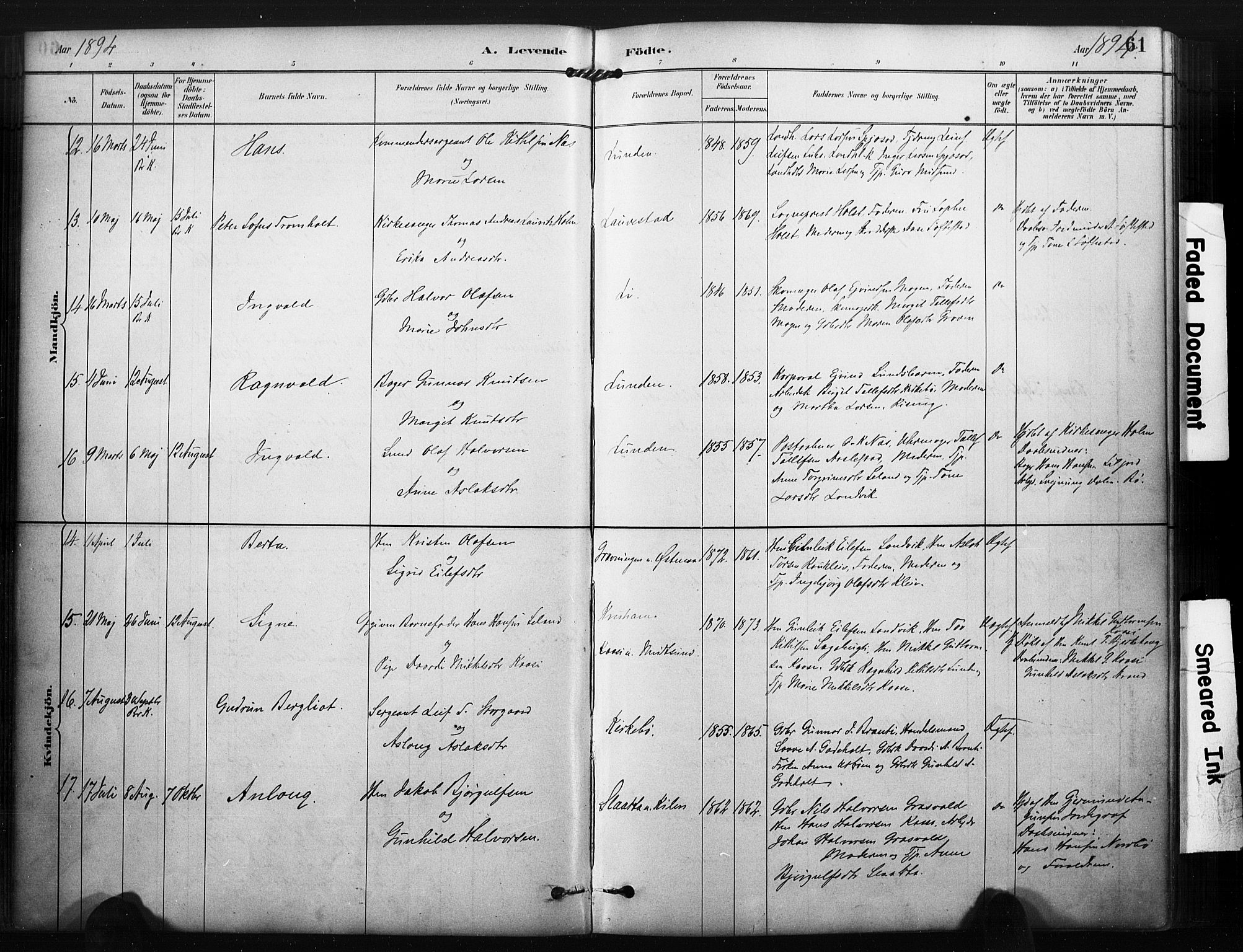 Kviteseid kirkebøker, SAKO/A-276/F/Fa/L0008: Parish register (official) no. I 8, 1882-1903, p. 61
