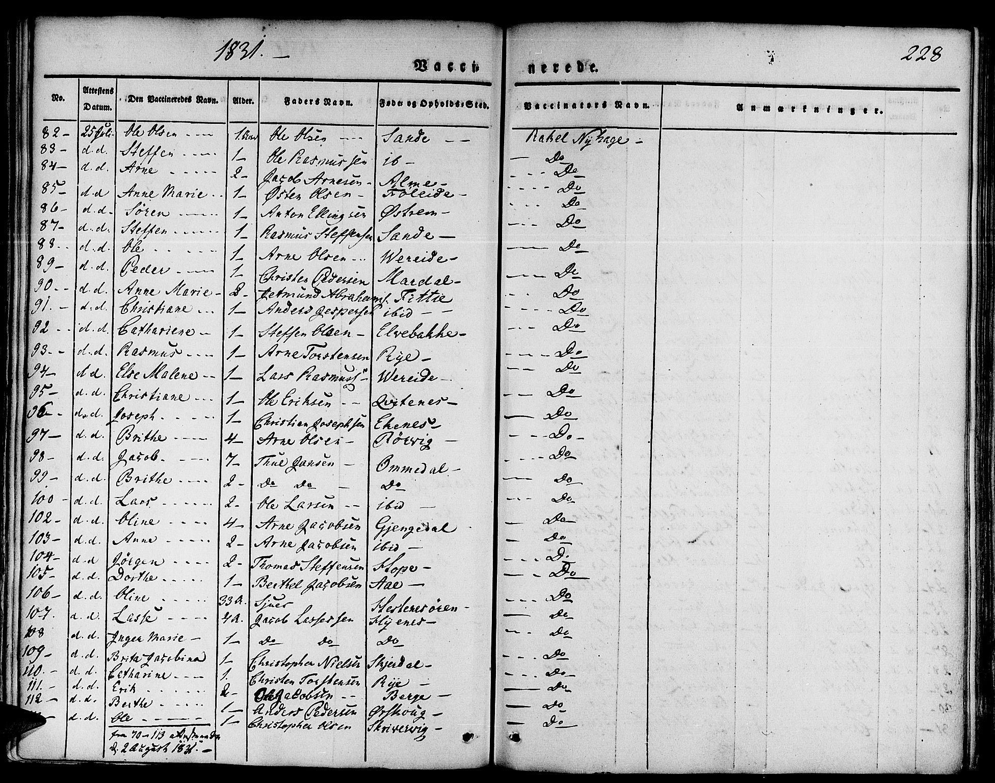 Gloppen sokneprestembete, AV/SAB-A-80101/H/Haa/Haaa/L0007: Parish register (official) no. A 7, 1827-1837, p. 228