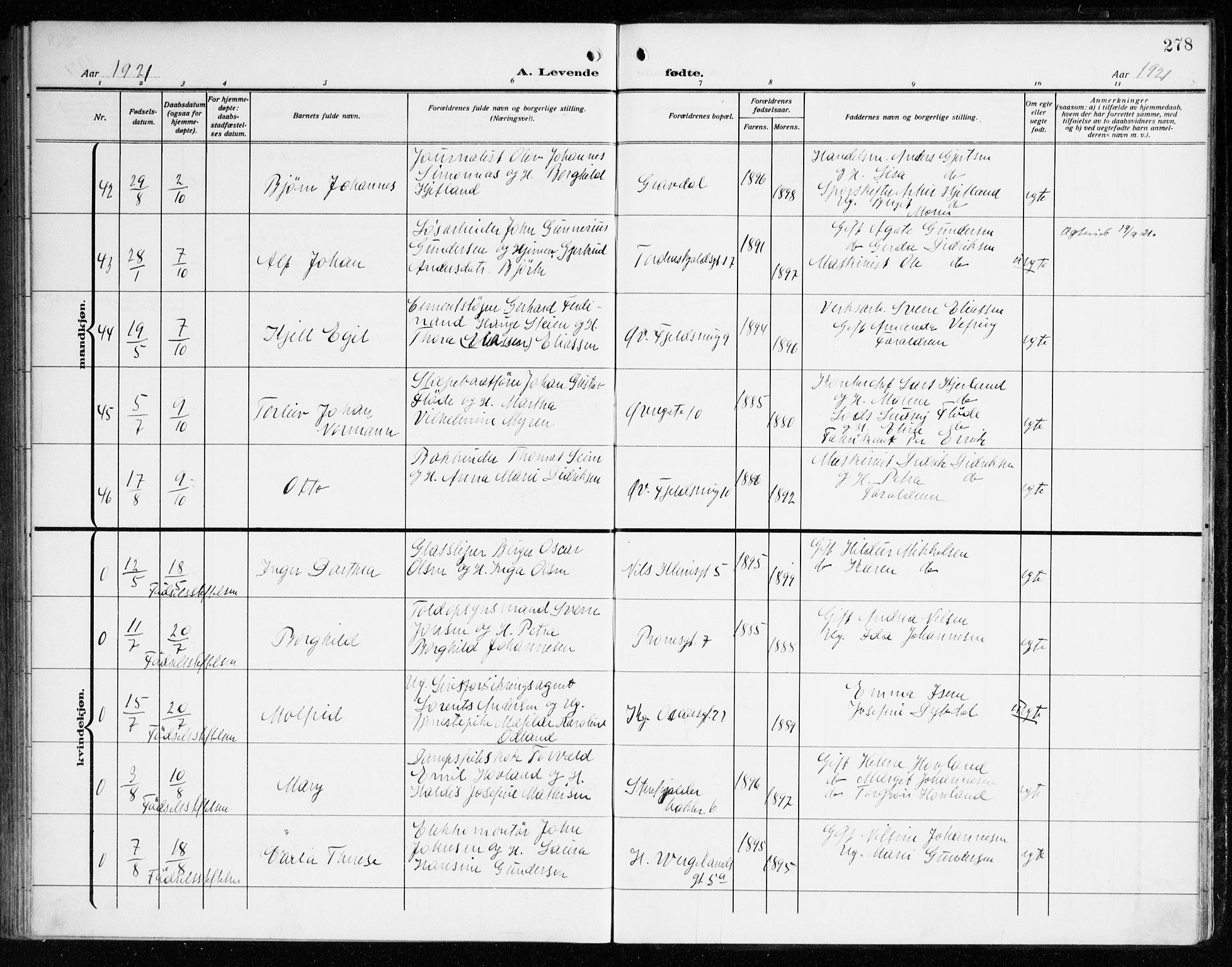 Korskirken sokneprestembete, AV/SAB-A-76101/H/Haa: Parish register (official) no. B 10, 1909-1923, p. 278