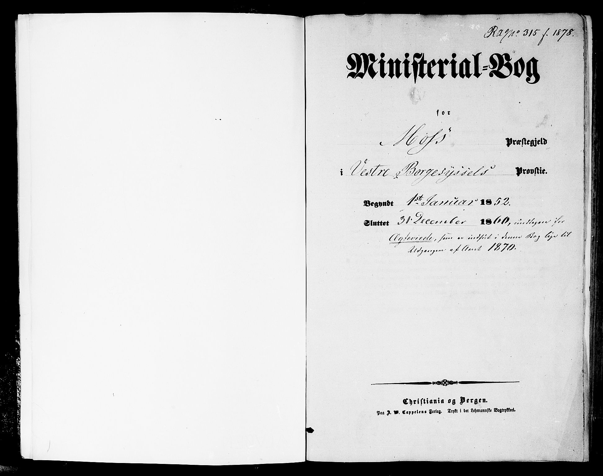 Moss prestekontor Kirkebøker, AV/SAO-A-2003/G/Ga/L0002: Parish register (copy) no. I 2, 1852-1871