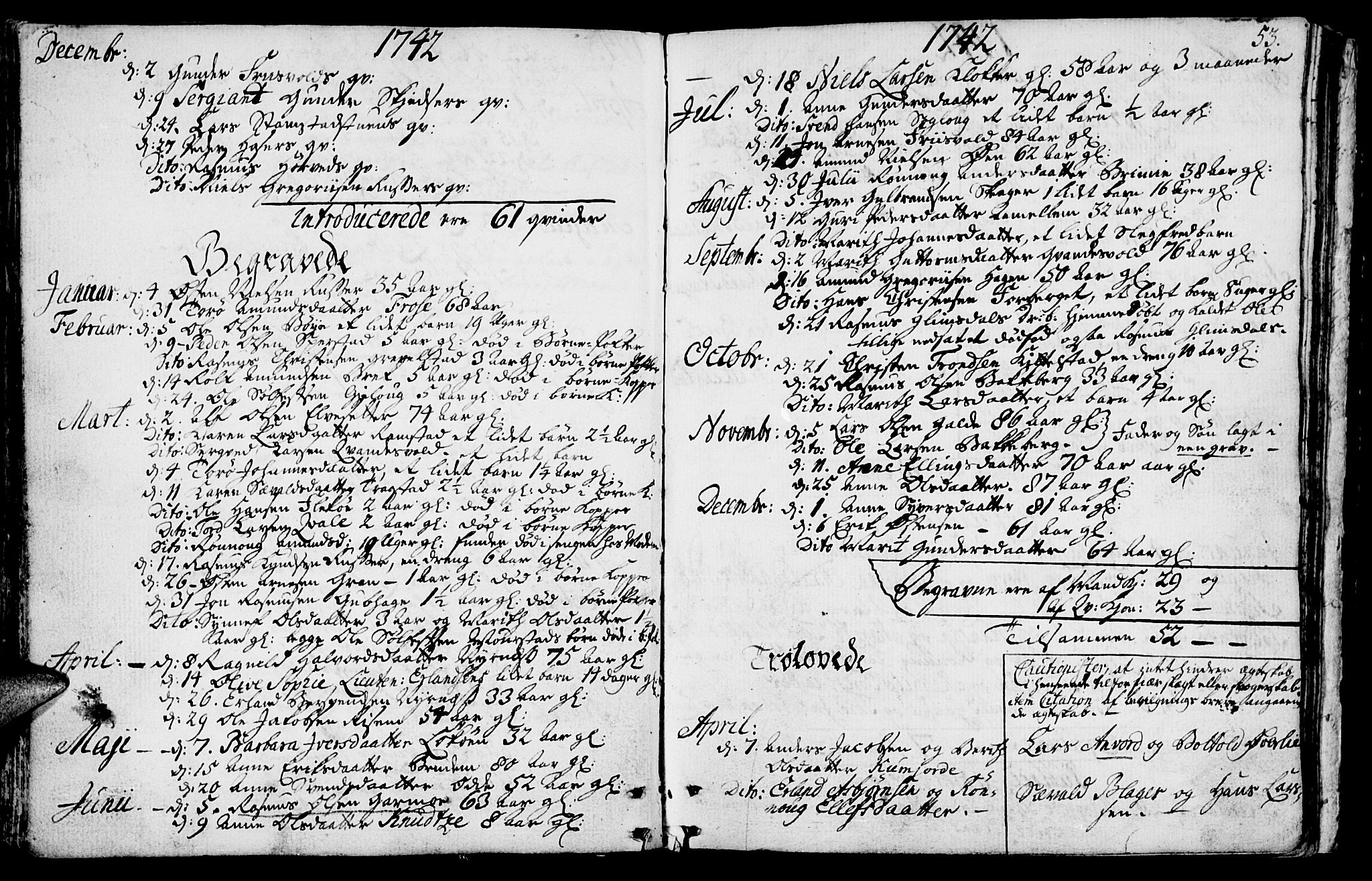 Lom prestekontor, SAH/PREST-070/K/L0001: Parish register (official) no. 1, 1733-1748, p. 53