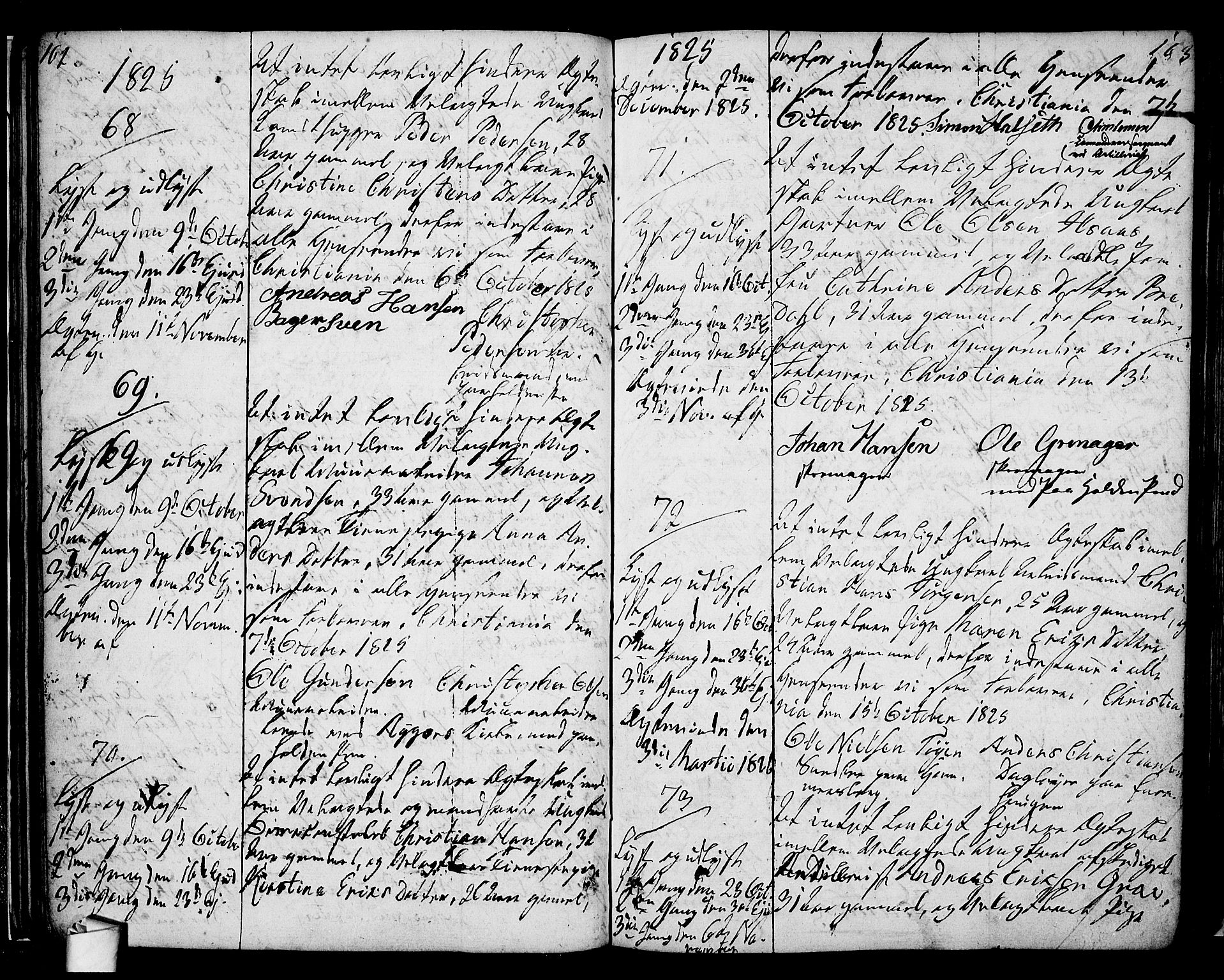 Oslo domkirke Kirkebøker, AV/SAO-A-10752/L/La/L0013: Best man's statements no. 13, 1822-1837, p. 102-103