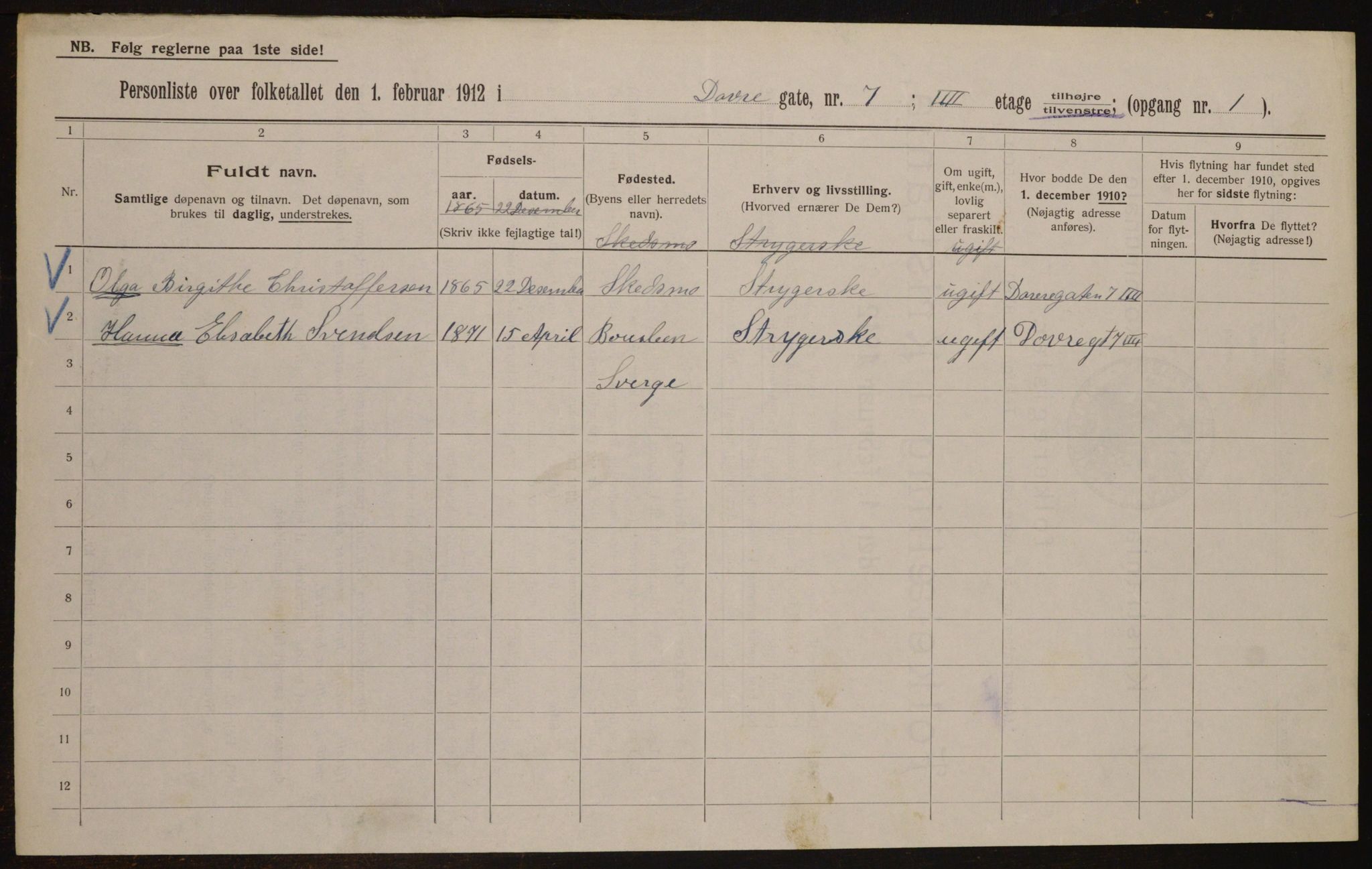 OBA, Municipal Census 1912 for Kristiania, 1912, p. 16141