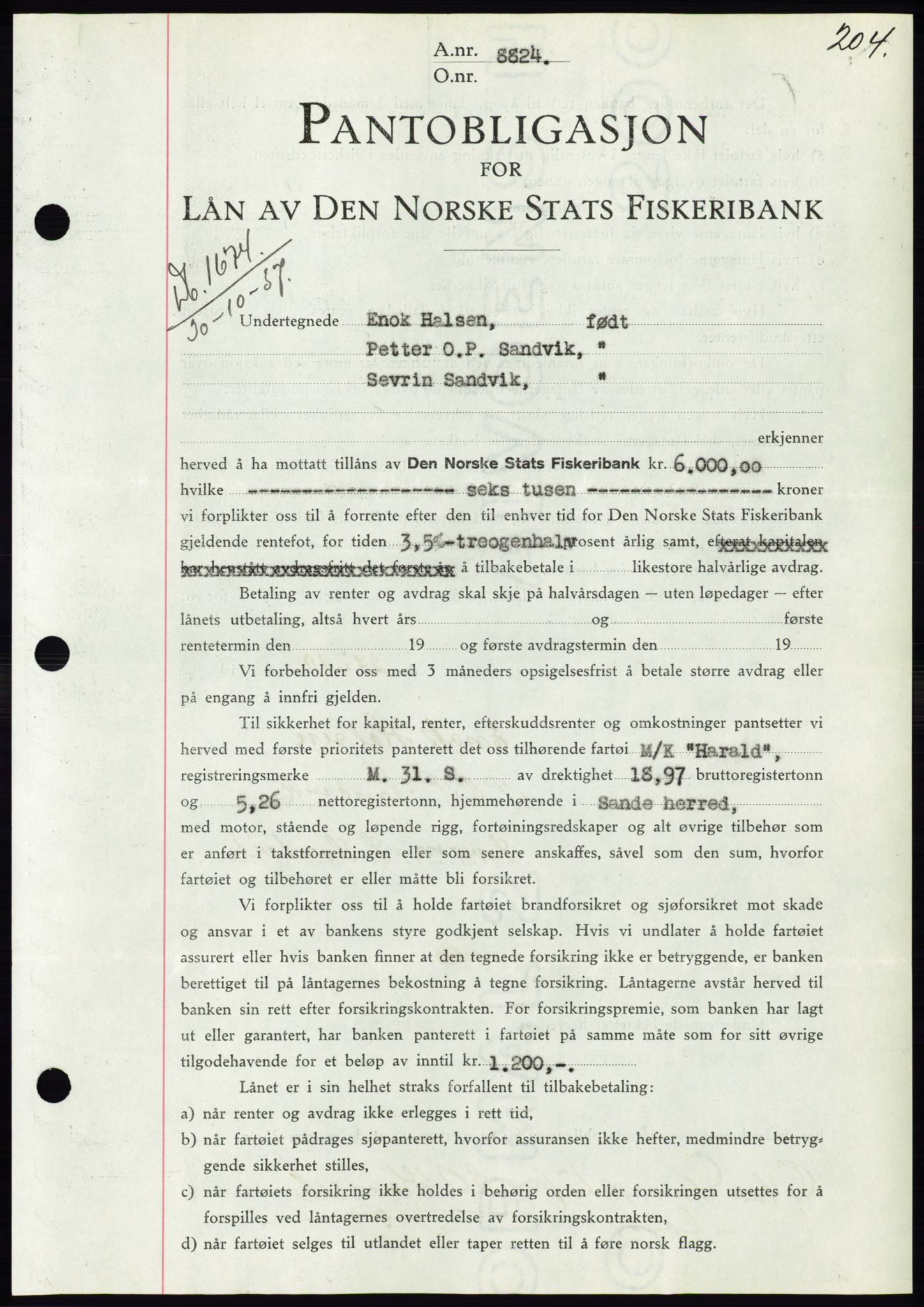 Søre Sunnmøre sorenskriveri, AV/SAT-A-4122/1/2/2C/L0064: Mortgage book no. 58, 1937-1938, Diary no: : 1674/1937