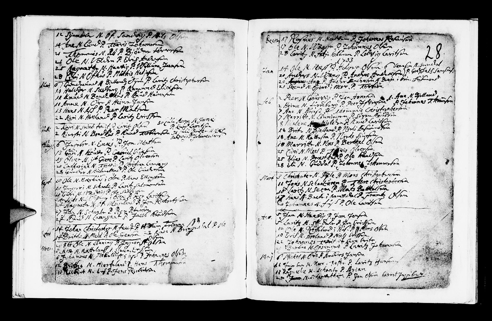 Kvinnherad sokneprestembete, AV/SAB-A-76401/H/Haa: Parish register (official) no. A 1, 1669-1709, p. 28