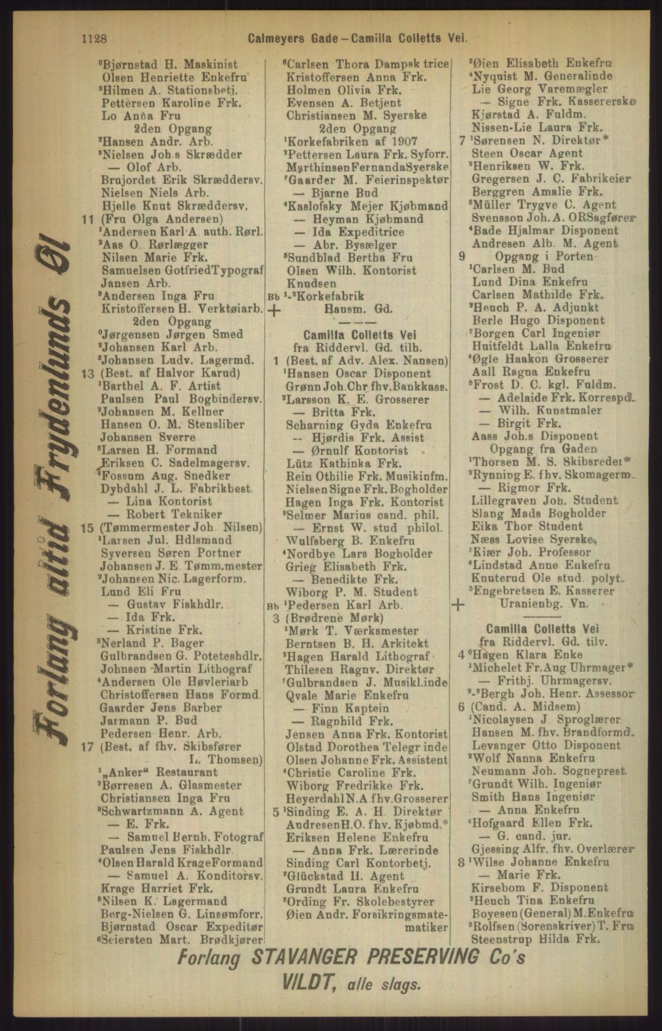 Kristiania/Oslo adressebok, PUBL/-, 1911, p. 1128